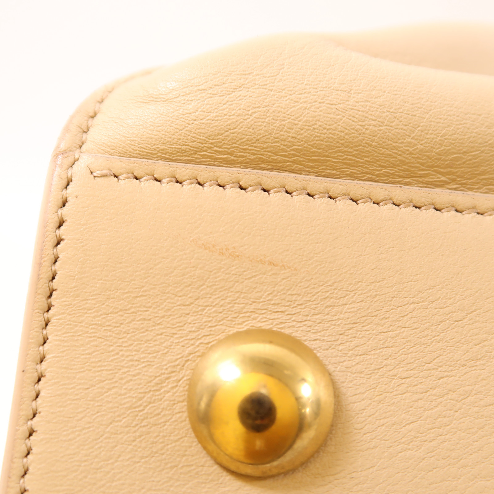 Yves Saint Laurent Gold Chevron Quilted Textured Leather
