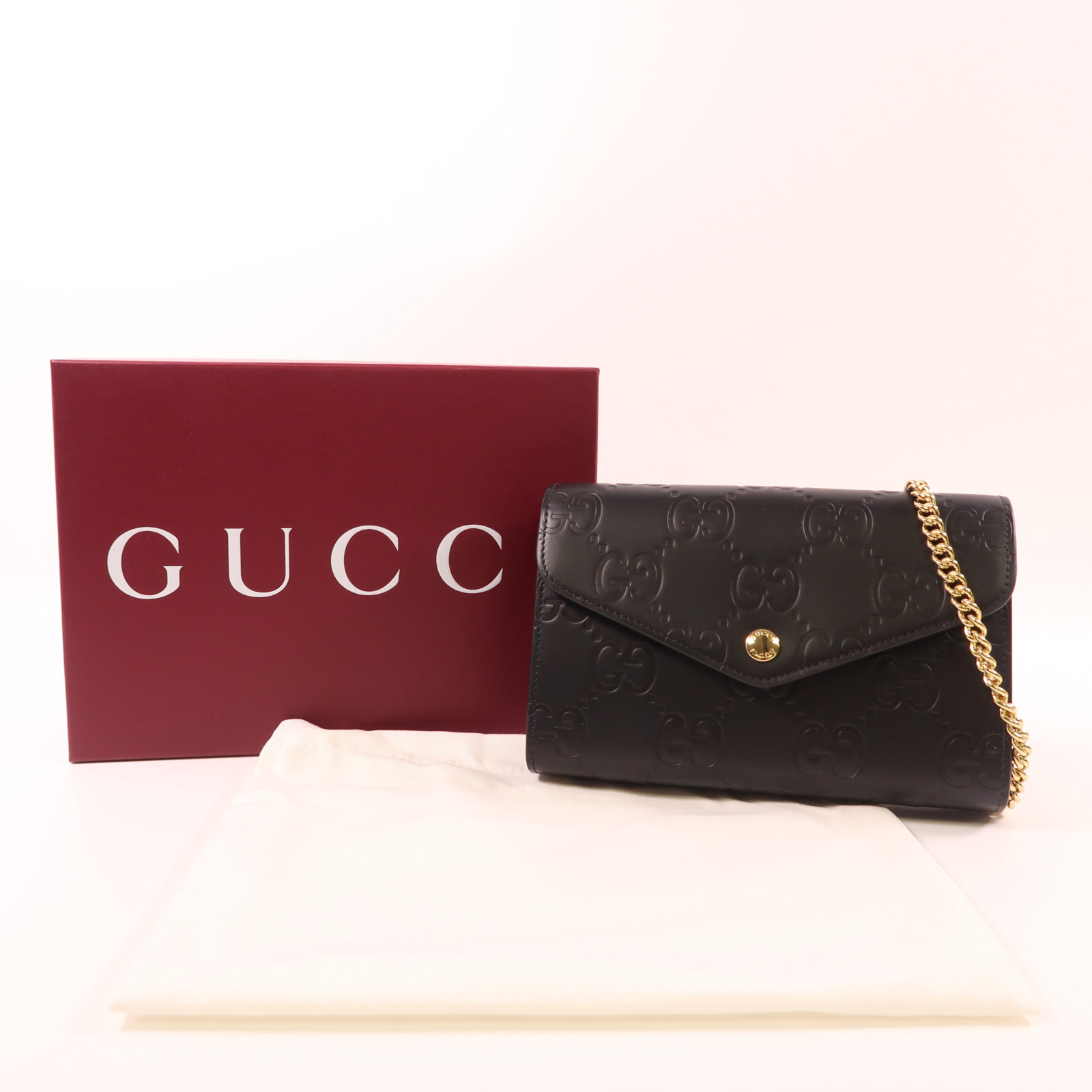 GUCCI｜LONG WALLETS (781555 AADLO 1000) GUCCI GHW GG Chain Wallet Shoulder Bag 781555 AADLO 1000