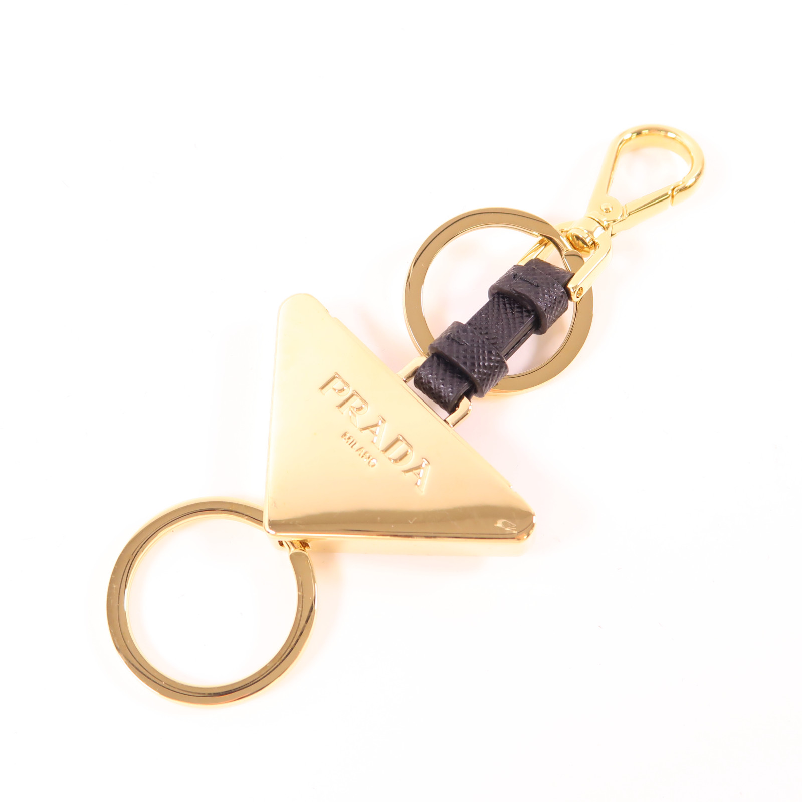 ★PRADA★ Triangle Logo Keyring Gold Black 1PS05766AF019F 1P MUSINSA | PRADA Triangle Logo Keyring - Gold:Black