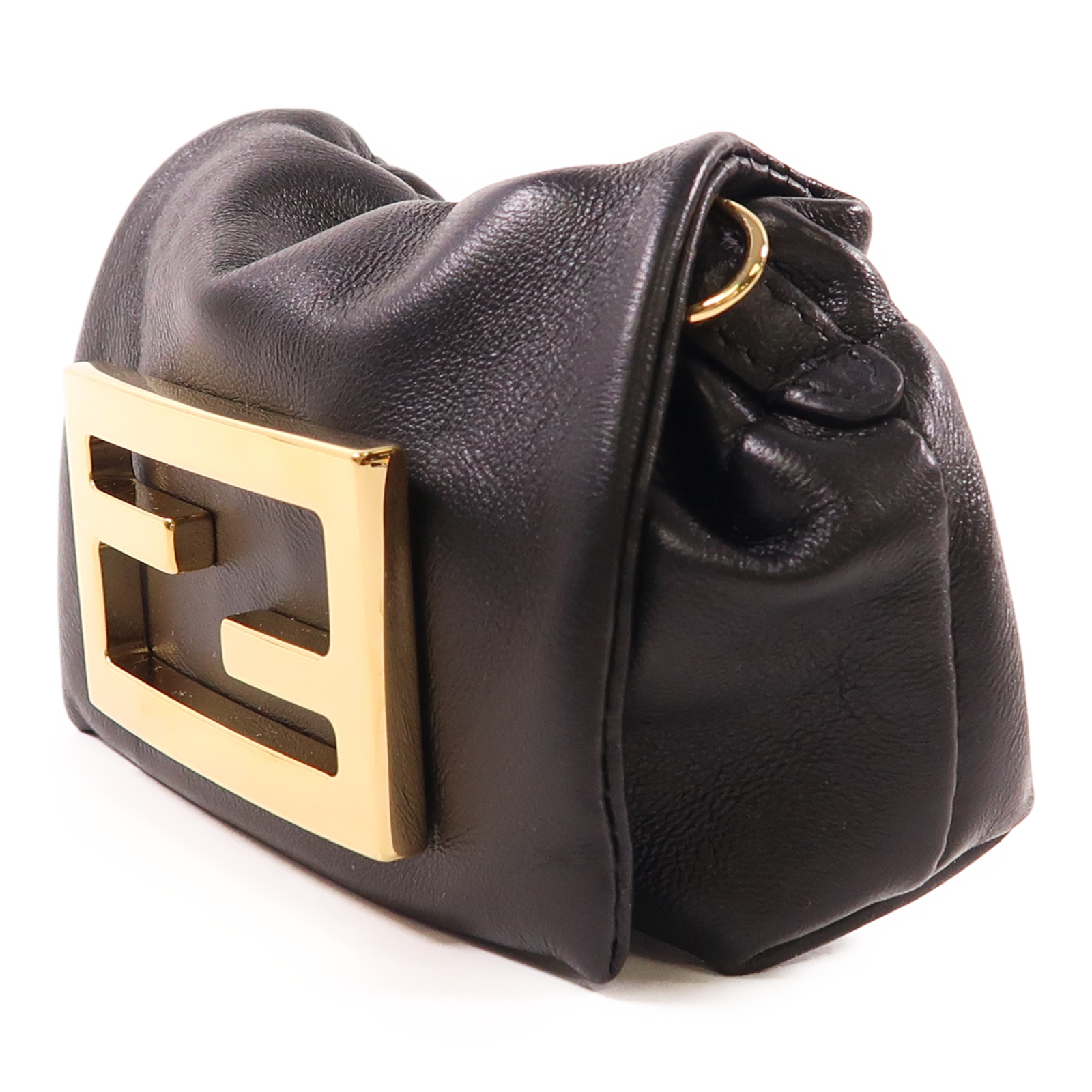 FENDI| (Mamma Baguette Nano (7AS368 ABVE F0KUR)) FENDI GHW Mamma Baguette Mini Bag Lambskin Leather Black