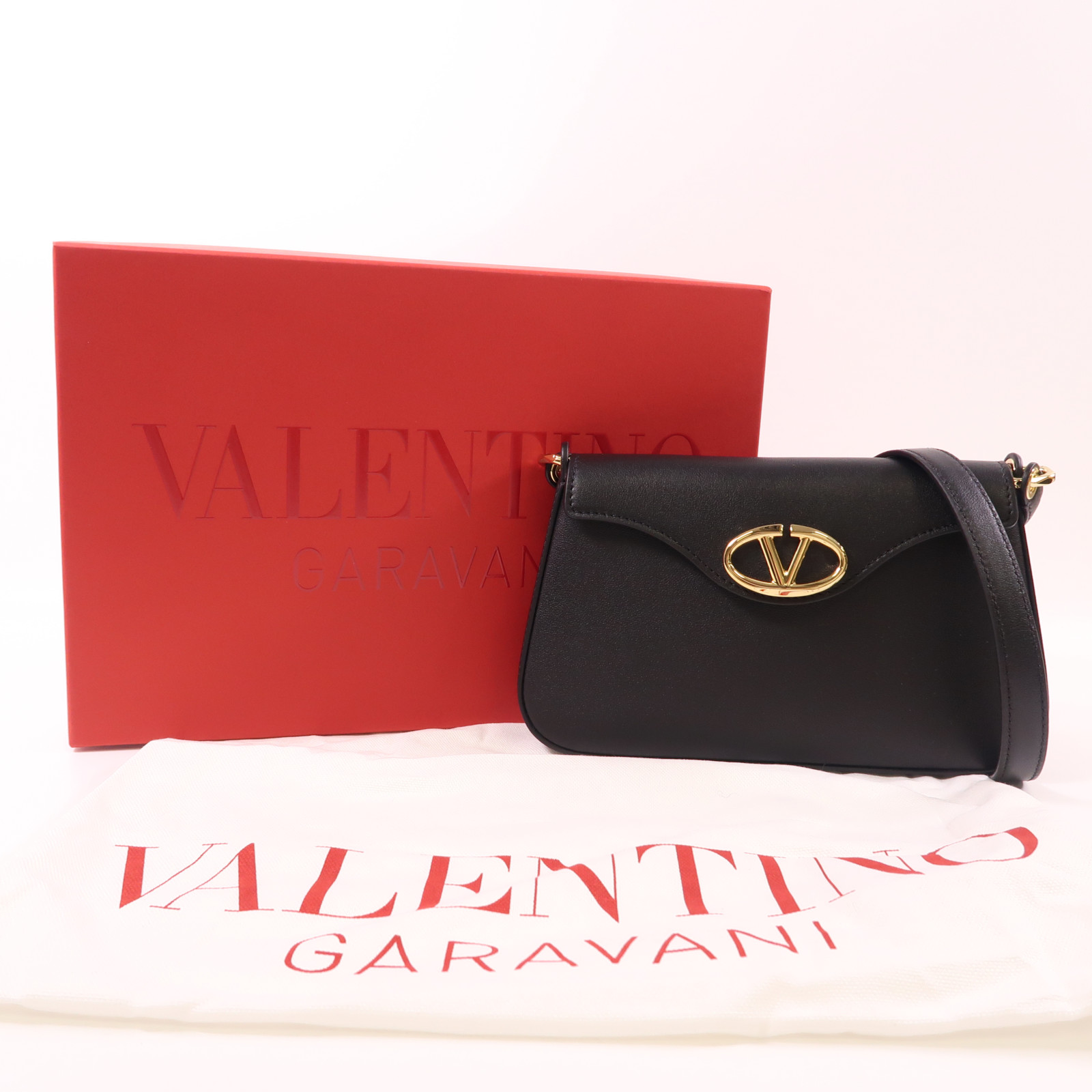 VALENTINO｜ (5W0P0AD4 MIM 0NO / 5W2P0AD4 MIM 0NO) Valentino GHW V Logo Cross Bag Shoulder Calfskin Leather