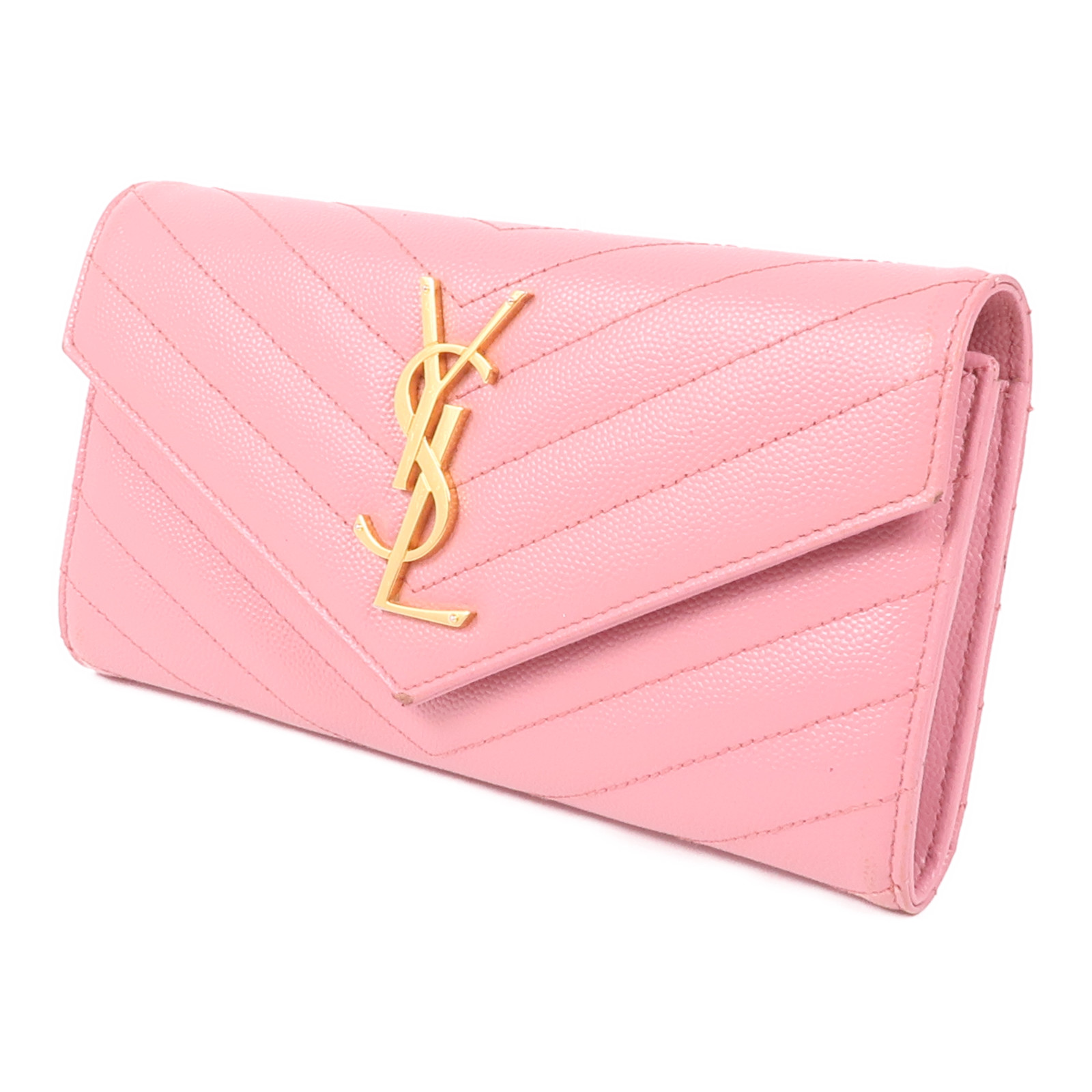 SAINT LAURENT YSL GHW Long Wallet 372264 BOW01 Calfskin