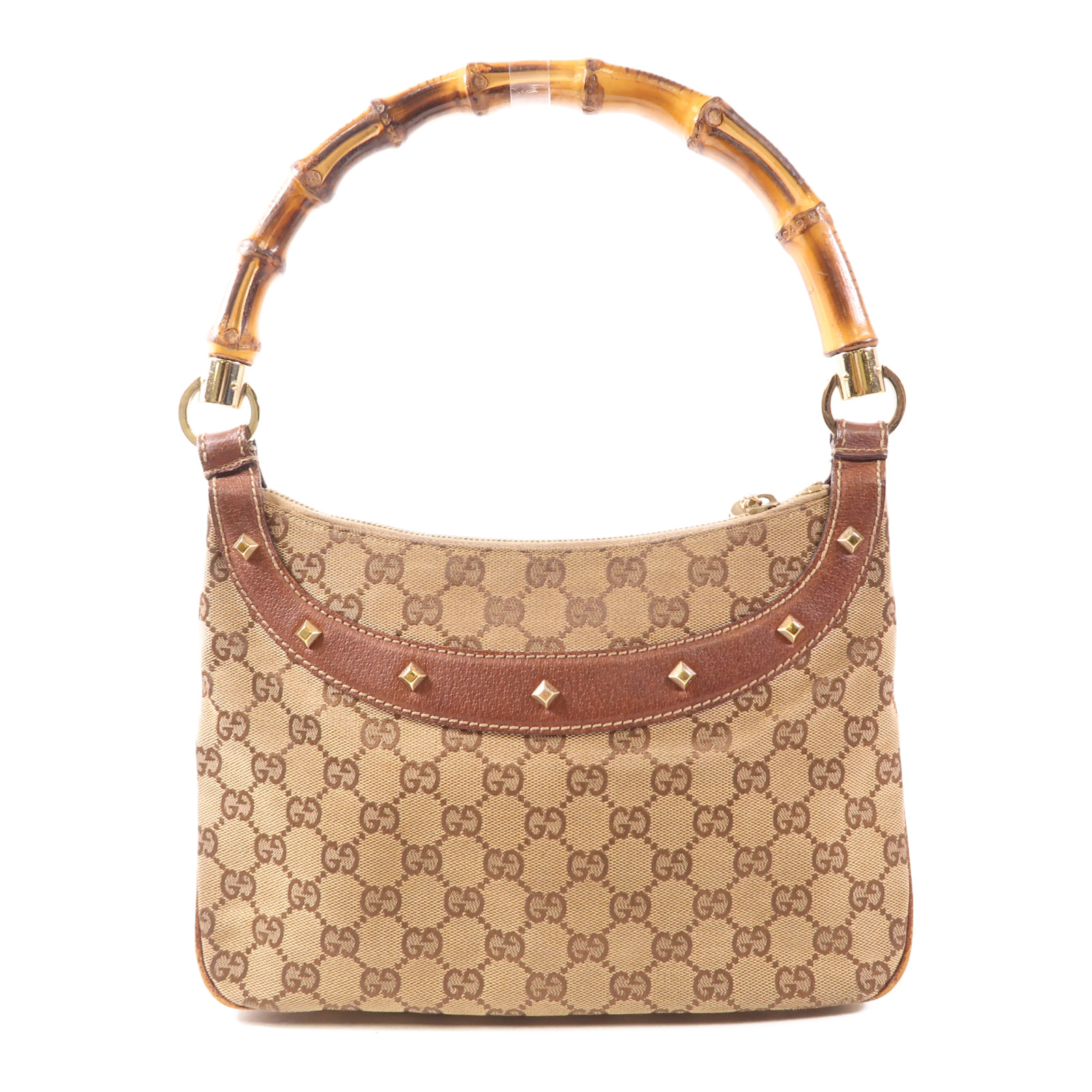 GUCCI GG GHW Bamboo Hand Bag 137378 Canvas Brown | eBay