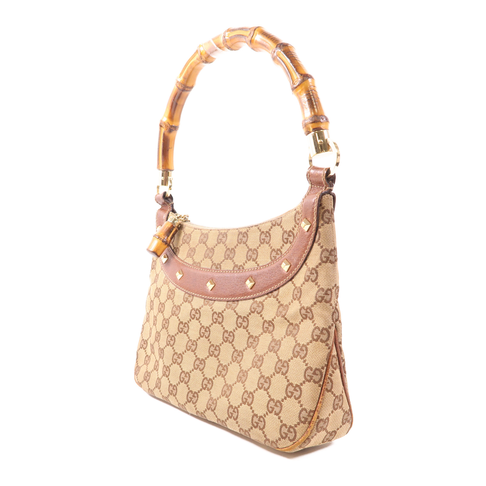 GUCCI GG GHW Bamboo Hand Bag 137378 Canvas Brown | eBay