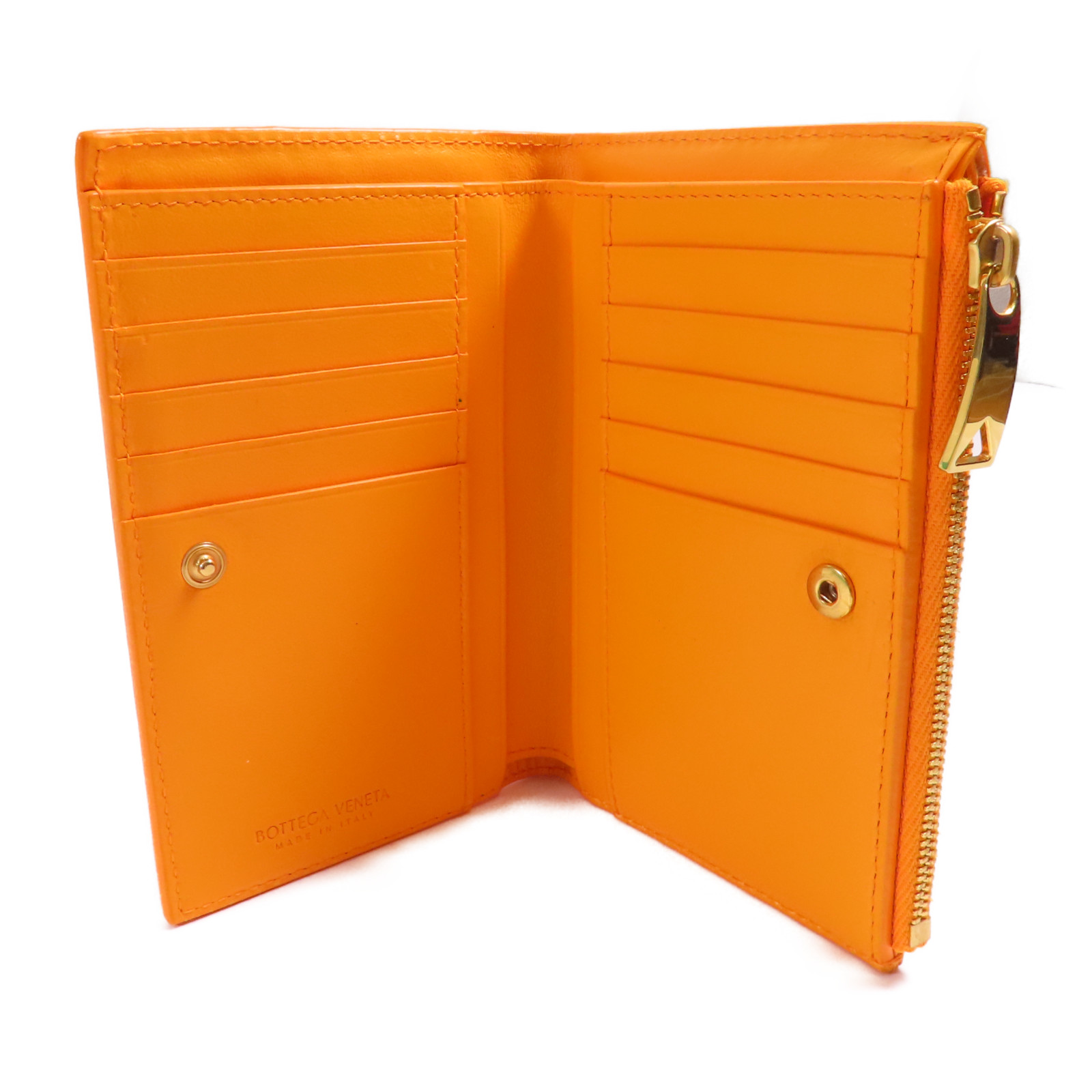 BOTTEGA VENETA BV GHW Wallet 667468 VCPP2 Lambskin Leather Orange