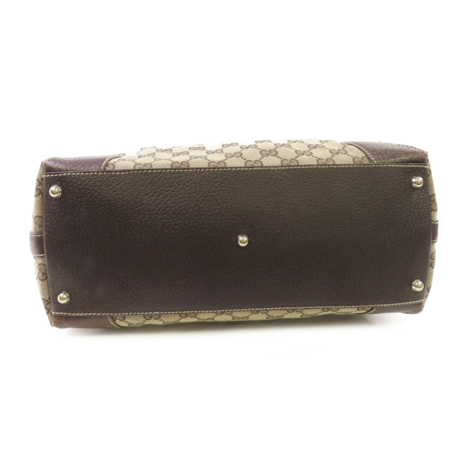 GUCCI Horsebit Print Canvas Hobo Bag Bronze 154371