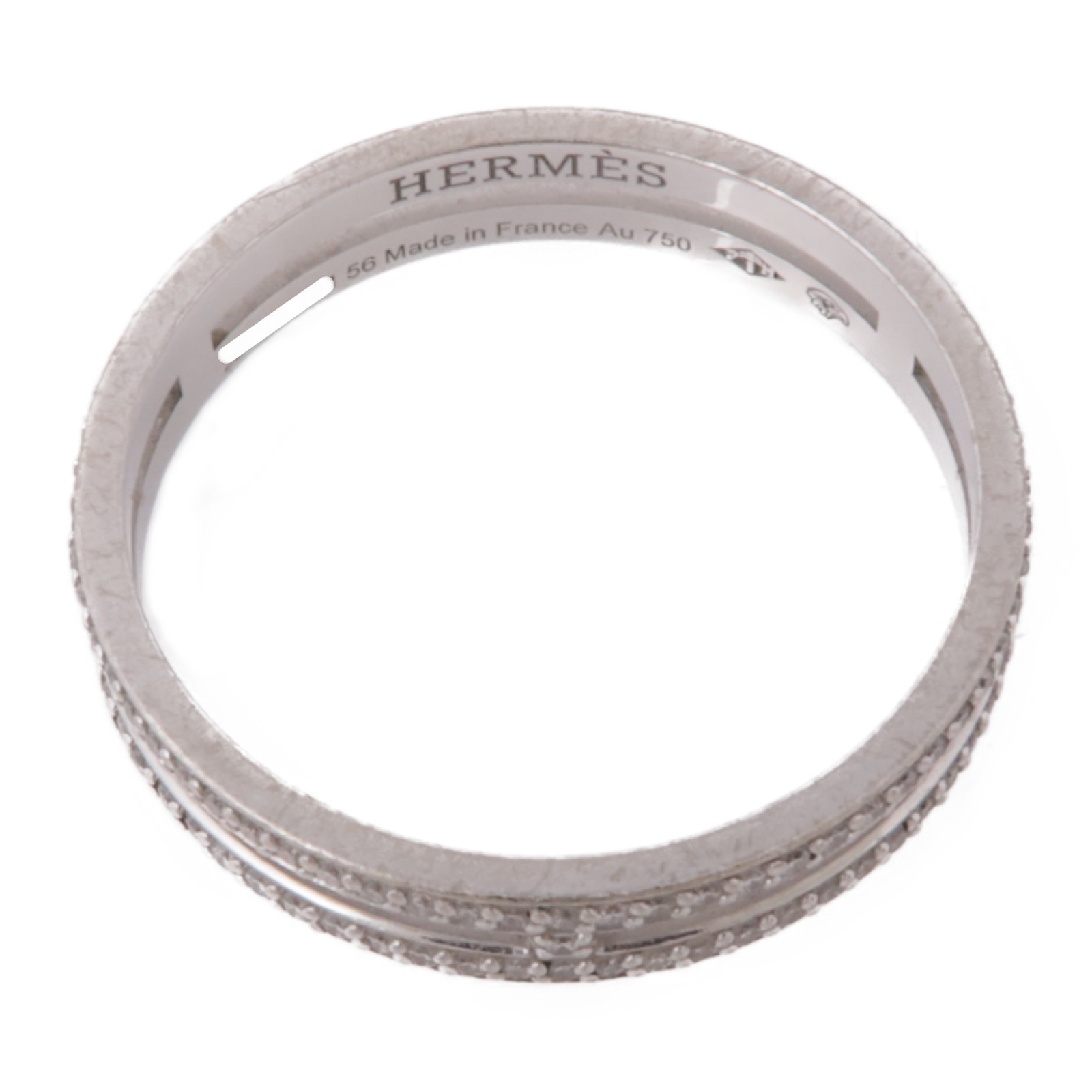 HERMES Ariane Wedding Band Ring Diamond 18K White Gold US
