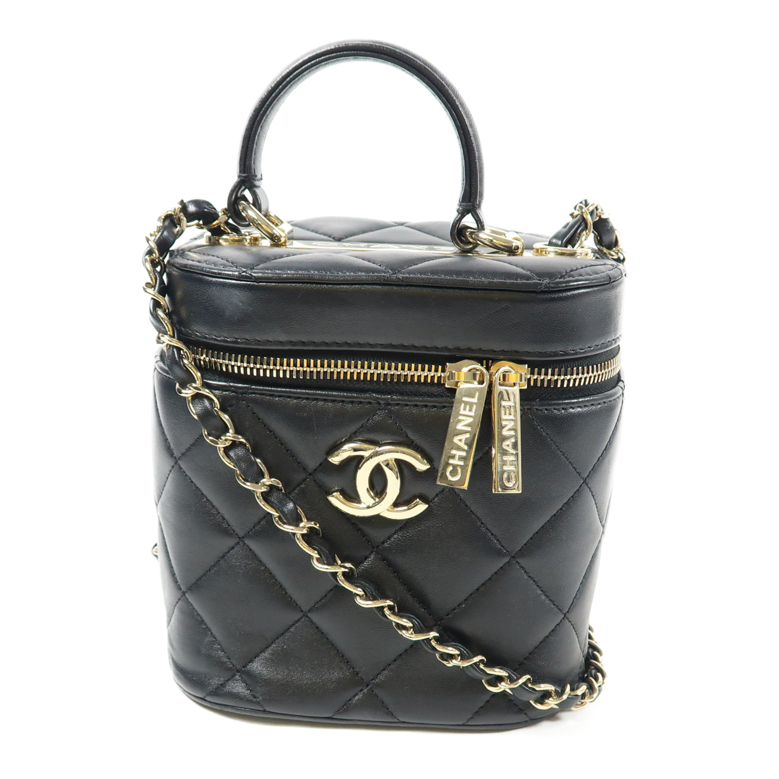CHANEL CC GHW Trendy CC Vanity Case Chain Shoulder Bag Lambskin