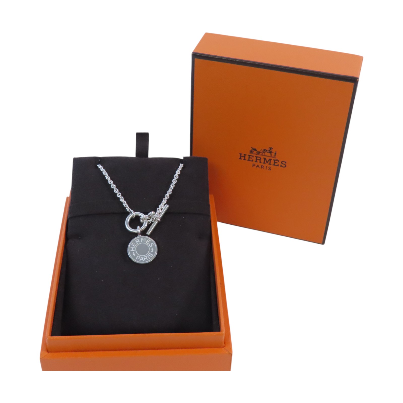 HERMES PHW Amulettes Hermes Ex-Libris Pendant Necklace 925