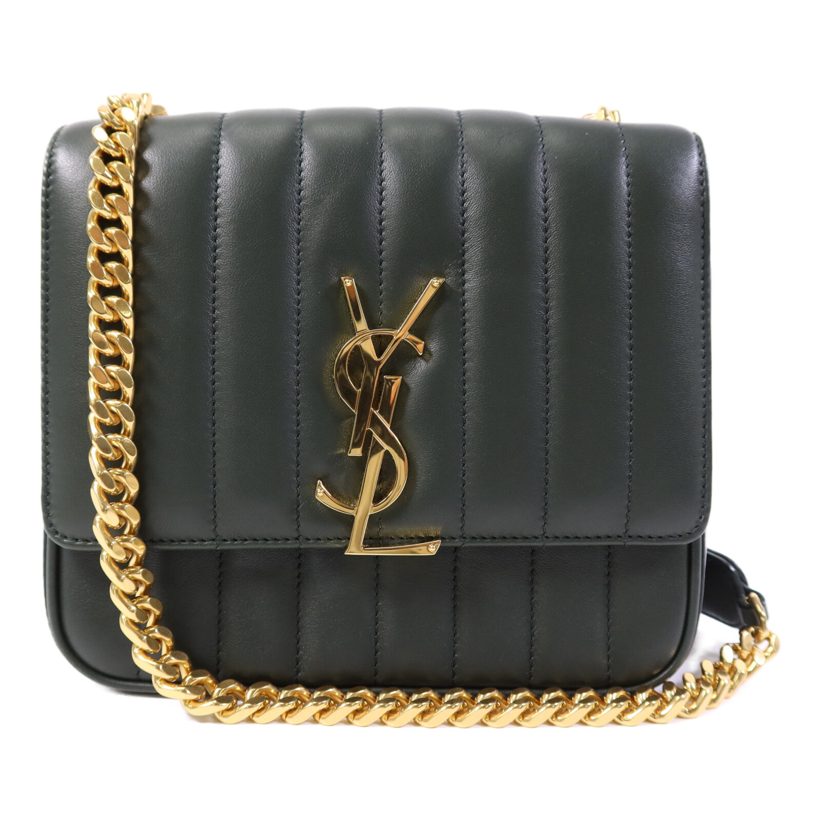 SAINT LAURENT YSL GHW Vicky Shoulder Bag 532612 Lambskin Leather