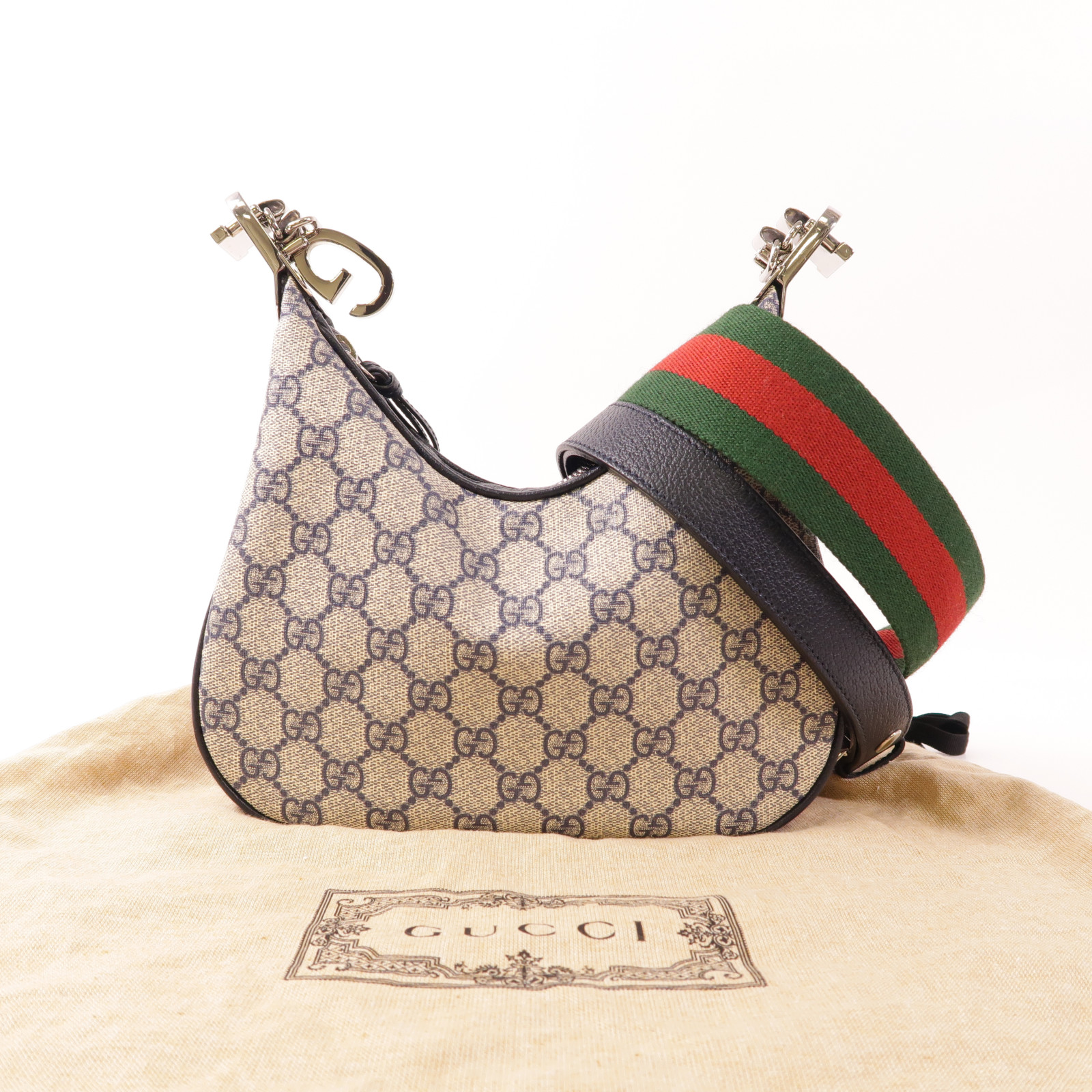 GUCCI GG SHW Attache Small Shoulder Bag 699409 Coated Canvas Navy