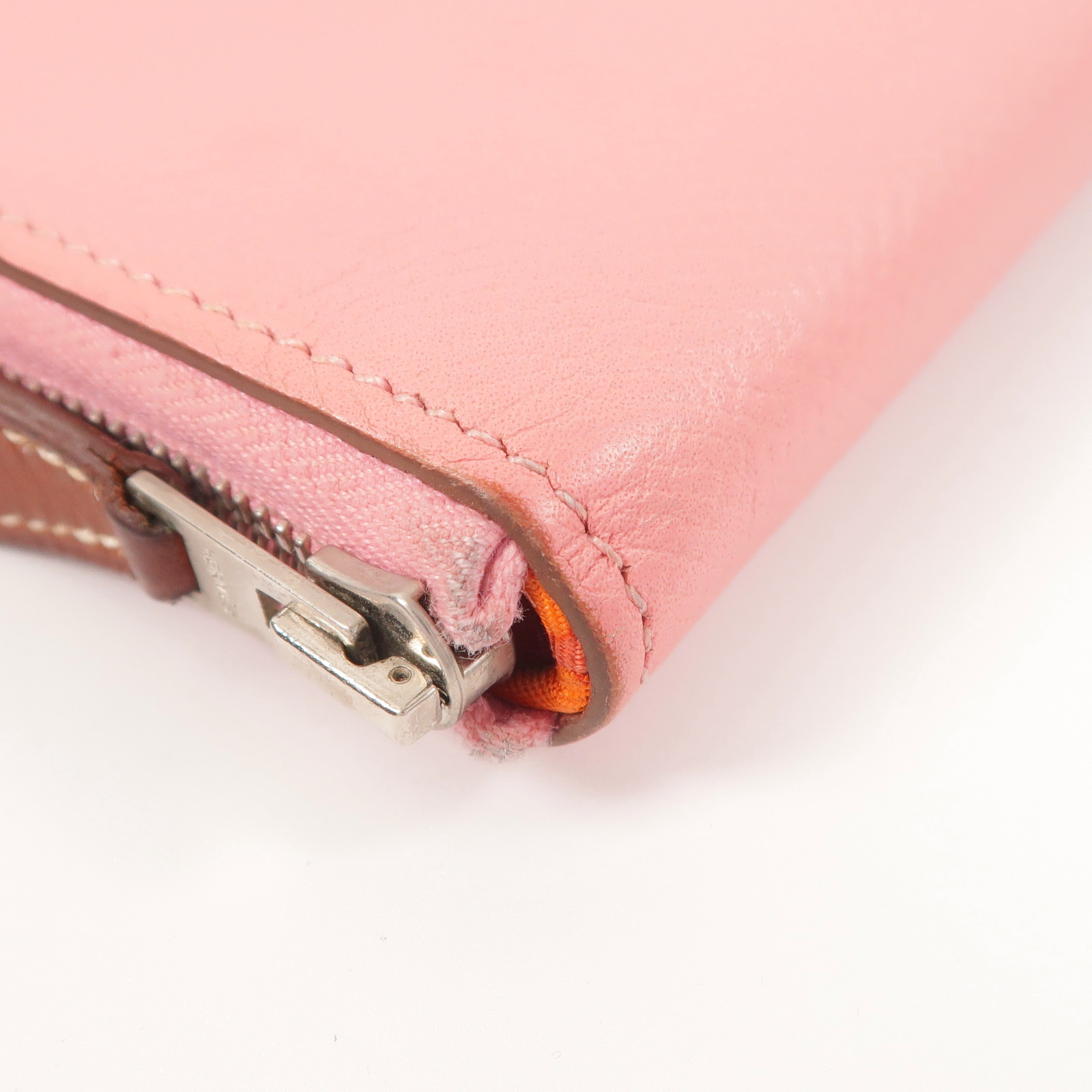 HERMES PHW Silk In Compact Wallet Epsom Leather/Silk Rose Azalee