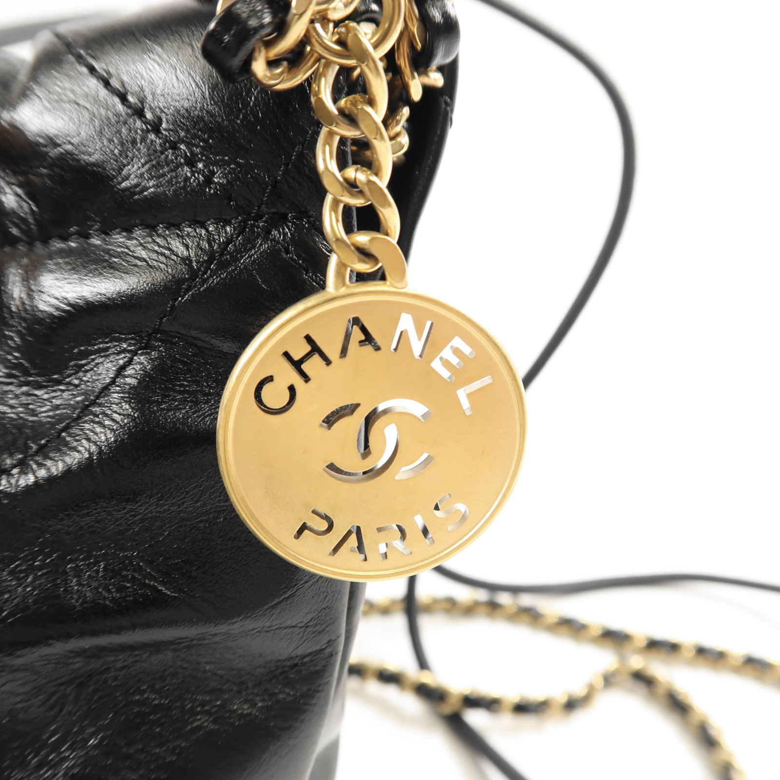 CHANEL CC GHW Mini C22 2Way Chain Shoulder Bag AS3980