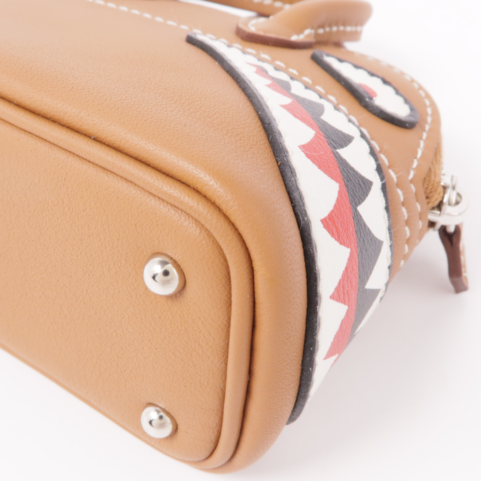 HERMES PHW Bolide Shark Charm Veau Swift Leather Gold Brown