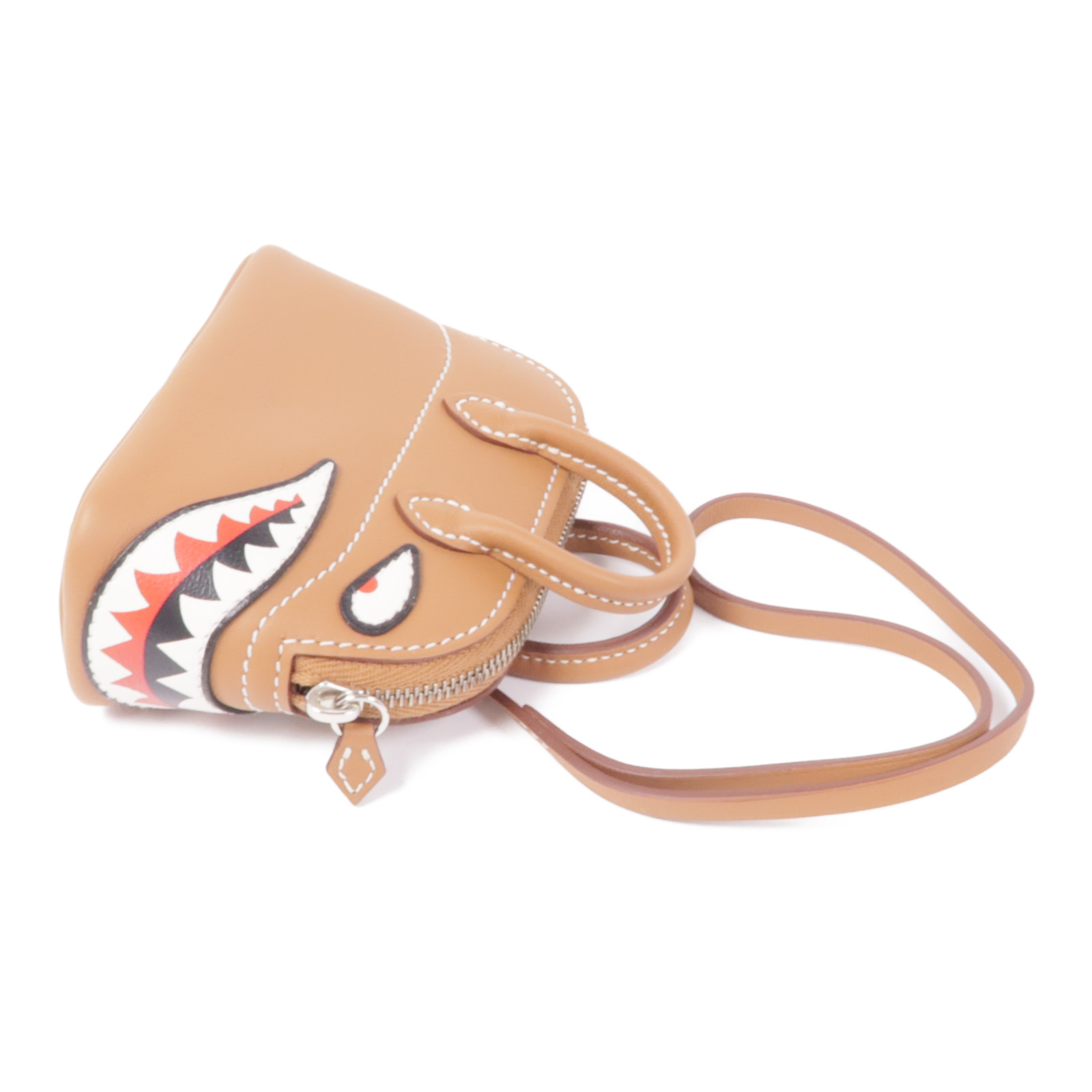 HERMES PHW Bolide Shark Charm Veau Swift Leather Gold Brown