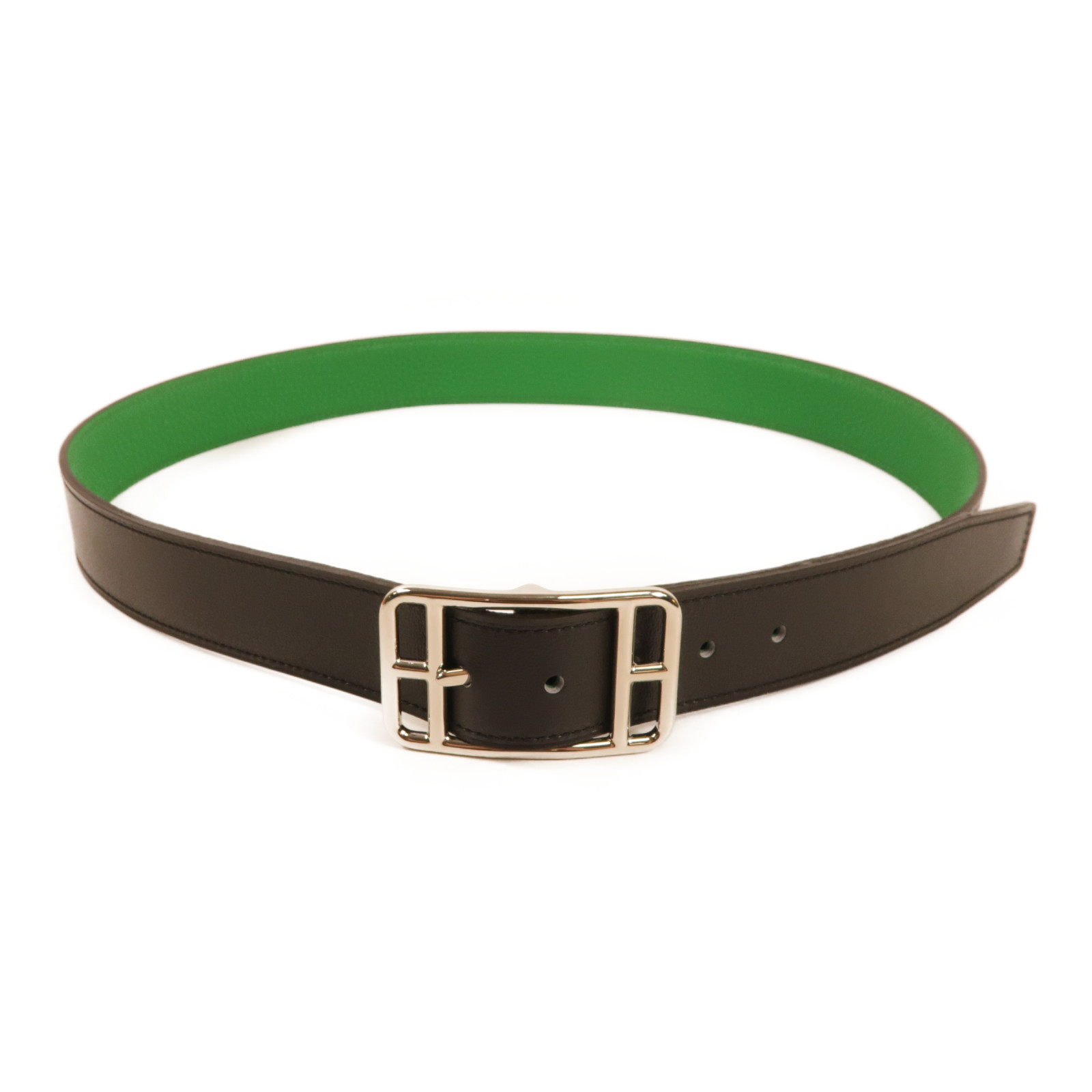 HERMES PHW Cape Cod 32 Reversible Belt Togo Leather Noir
