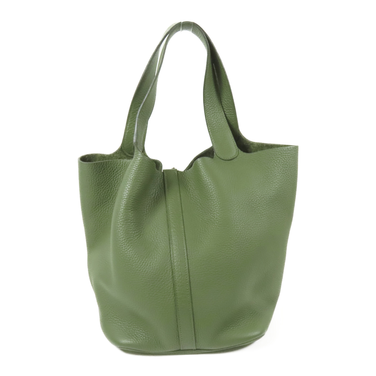 HERMES PHW Picotin GM Tote Bag Clemence Leather Olive Green