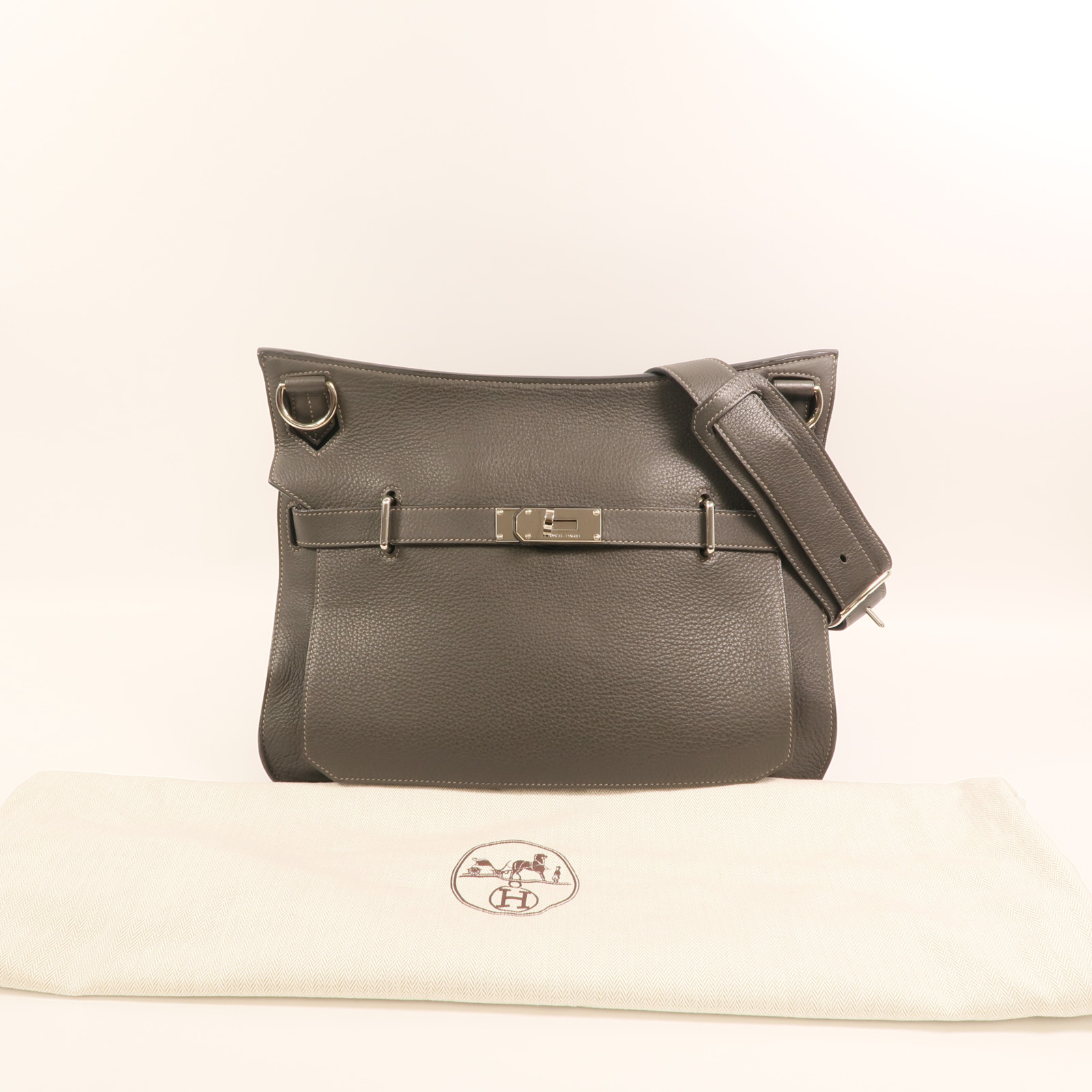 HERMES PHW Jypsiere 37 Shoulder Bag Togo Leather Etain | eBay