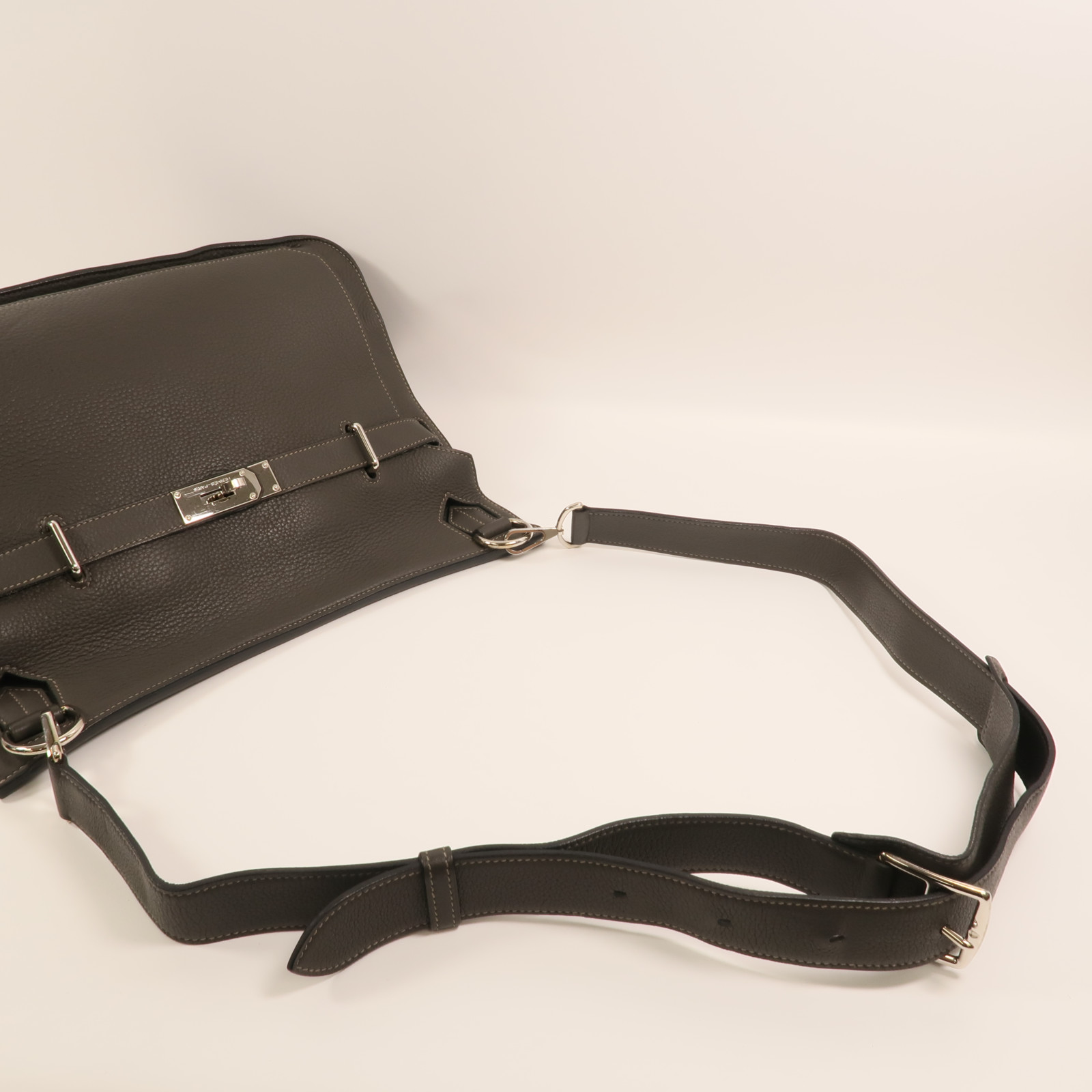 HERMES PHW Jypsiere 37 Shoulder Bag Togo Leather Etain | eBay