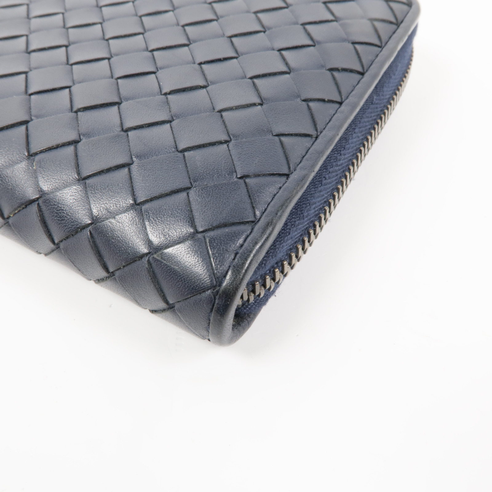 【BOTTEGA VENETA】Intrecciato Zip Leather Long Wallet BOTTEGA VENETA Authentic Leather Long Wallet Intrecciato