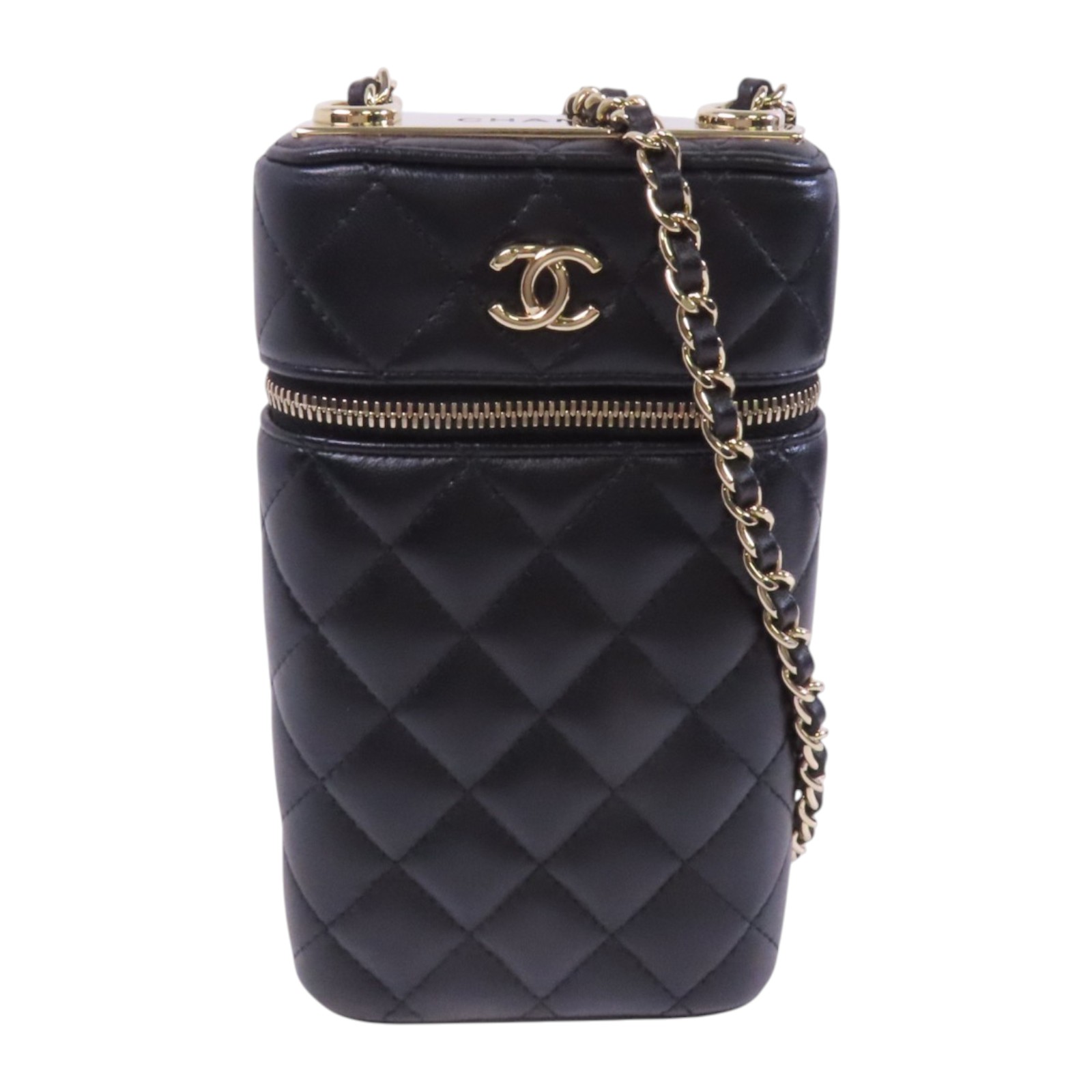 15%OFF* CHANEL CC GHW Vanity Phone Case with Chain Shoulder Back