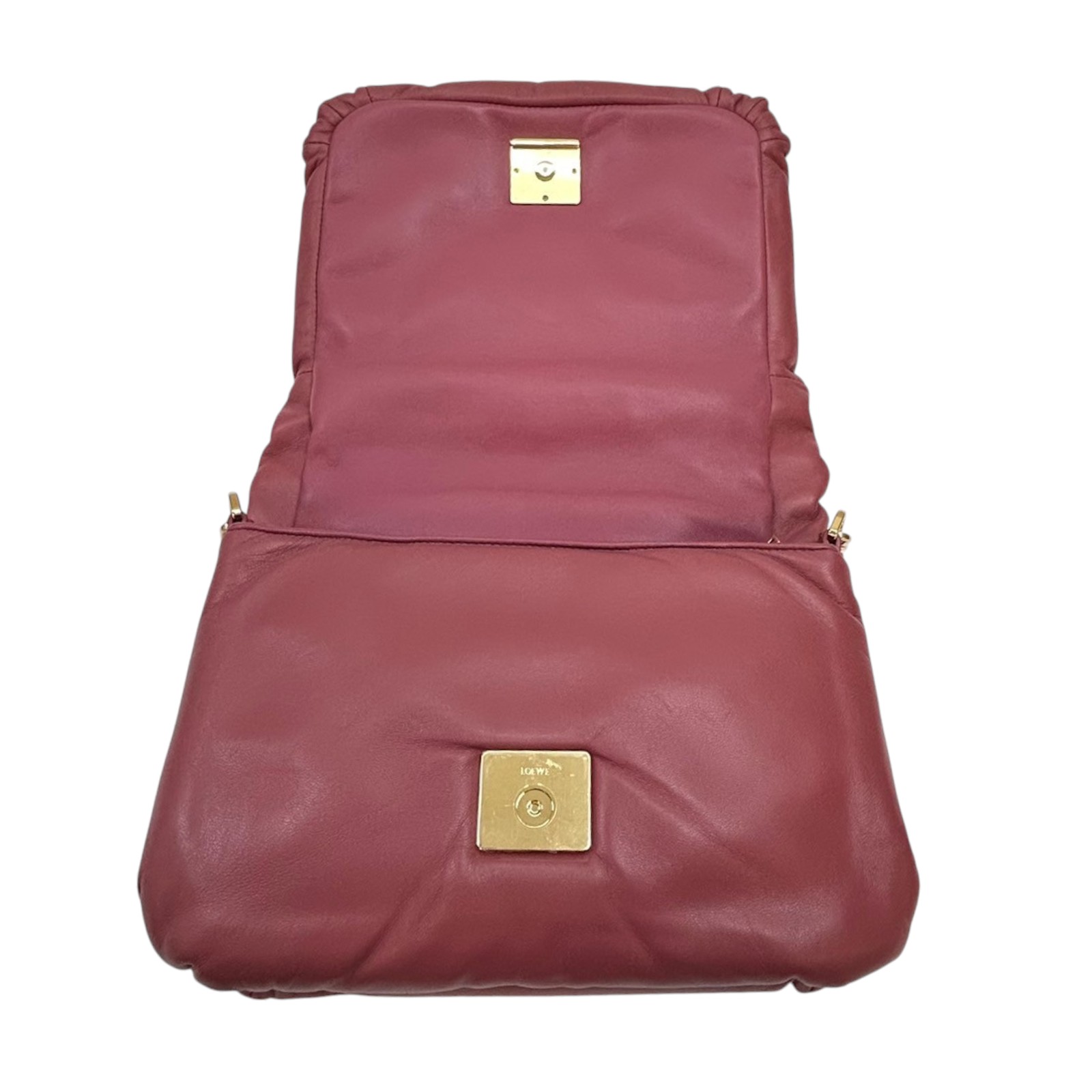 LOEWE Puffer Goya Chain Shoulder Bag Lambskin Red | eBay