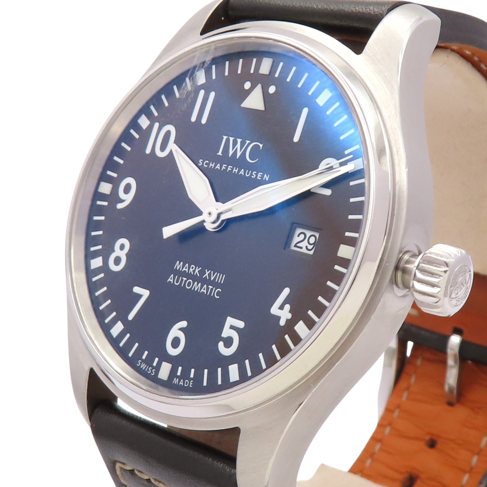IWC Pilot Mark XVIII Edition Watch Brown Dial Stainless Steel