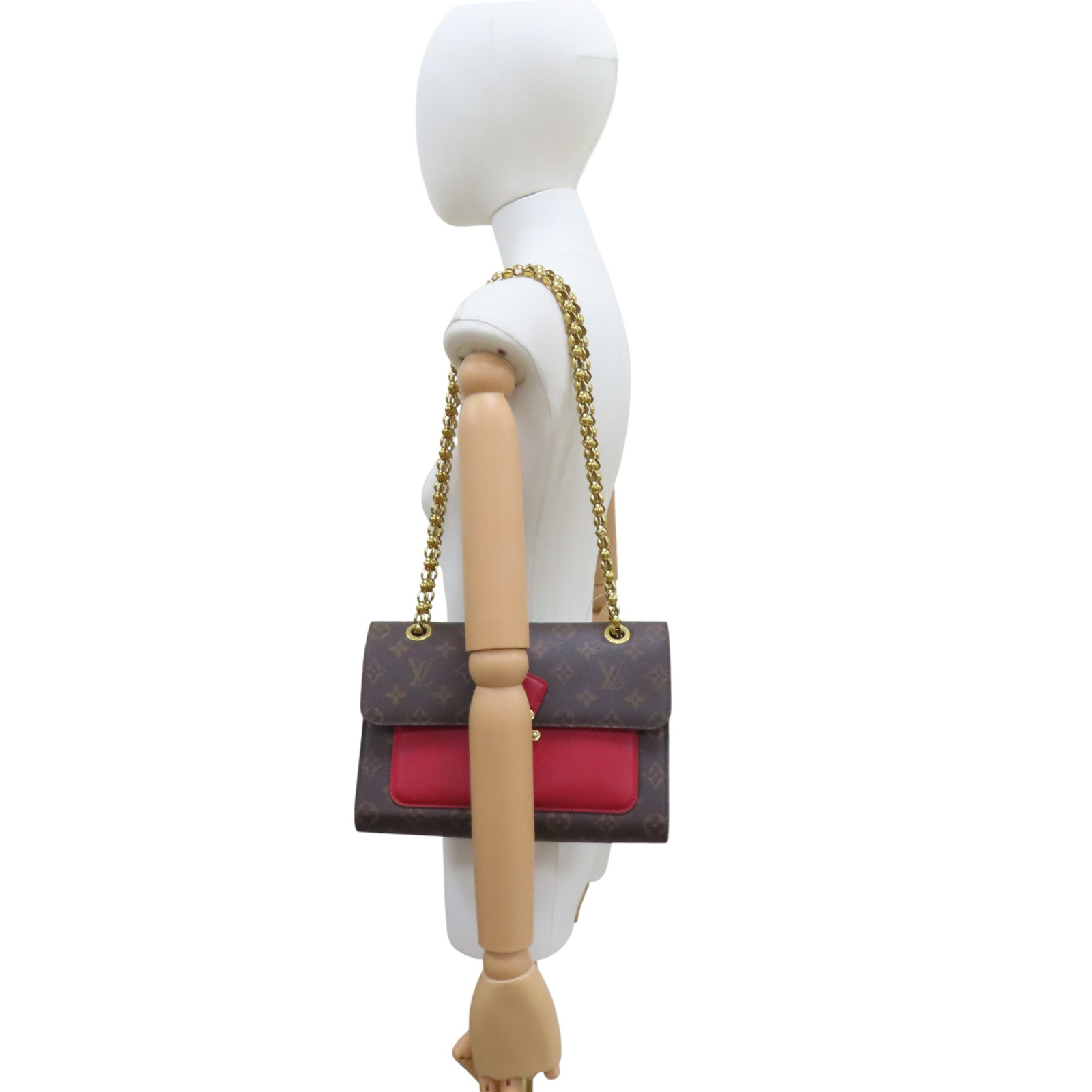 LOUIS VUITTON Victoire Chain Shoulder Bag Monogram Canvas Brown