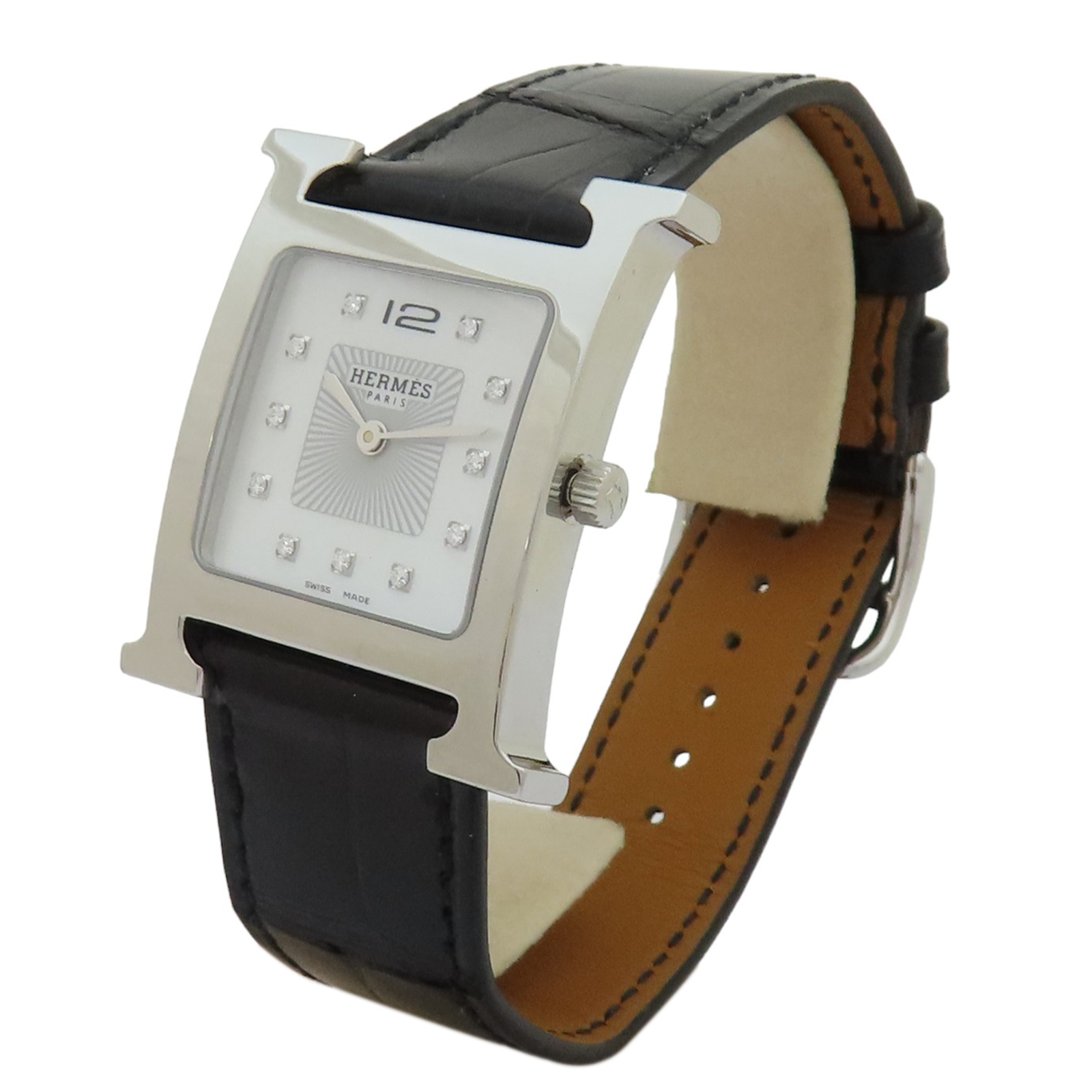 HERMES Heure H Watch HH1.510 Quartz White Diamond Dial