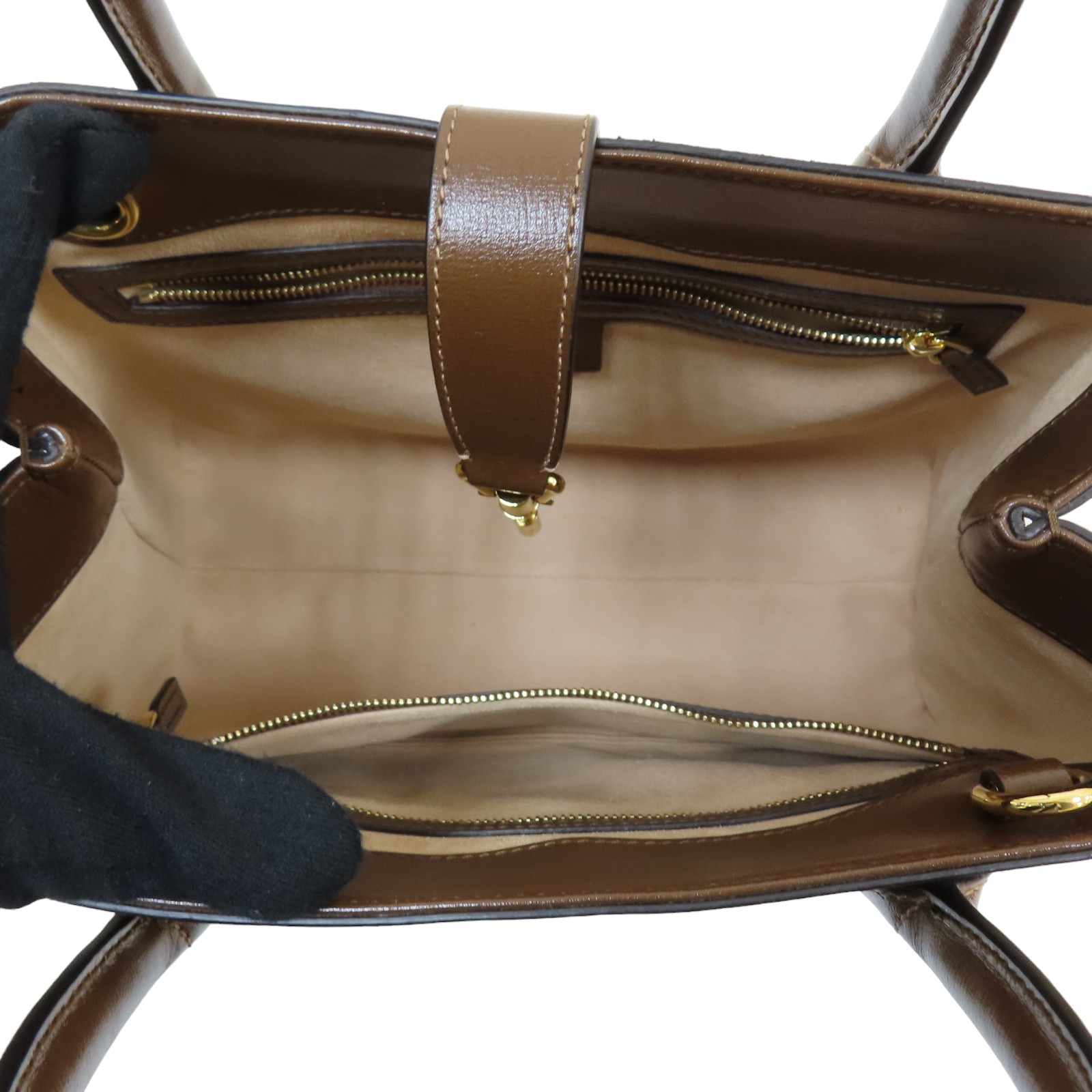 GUCCI Jackie 1961 SHoulder Tote Bag Canvas Leather Brown