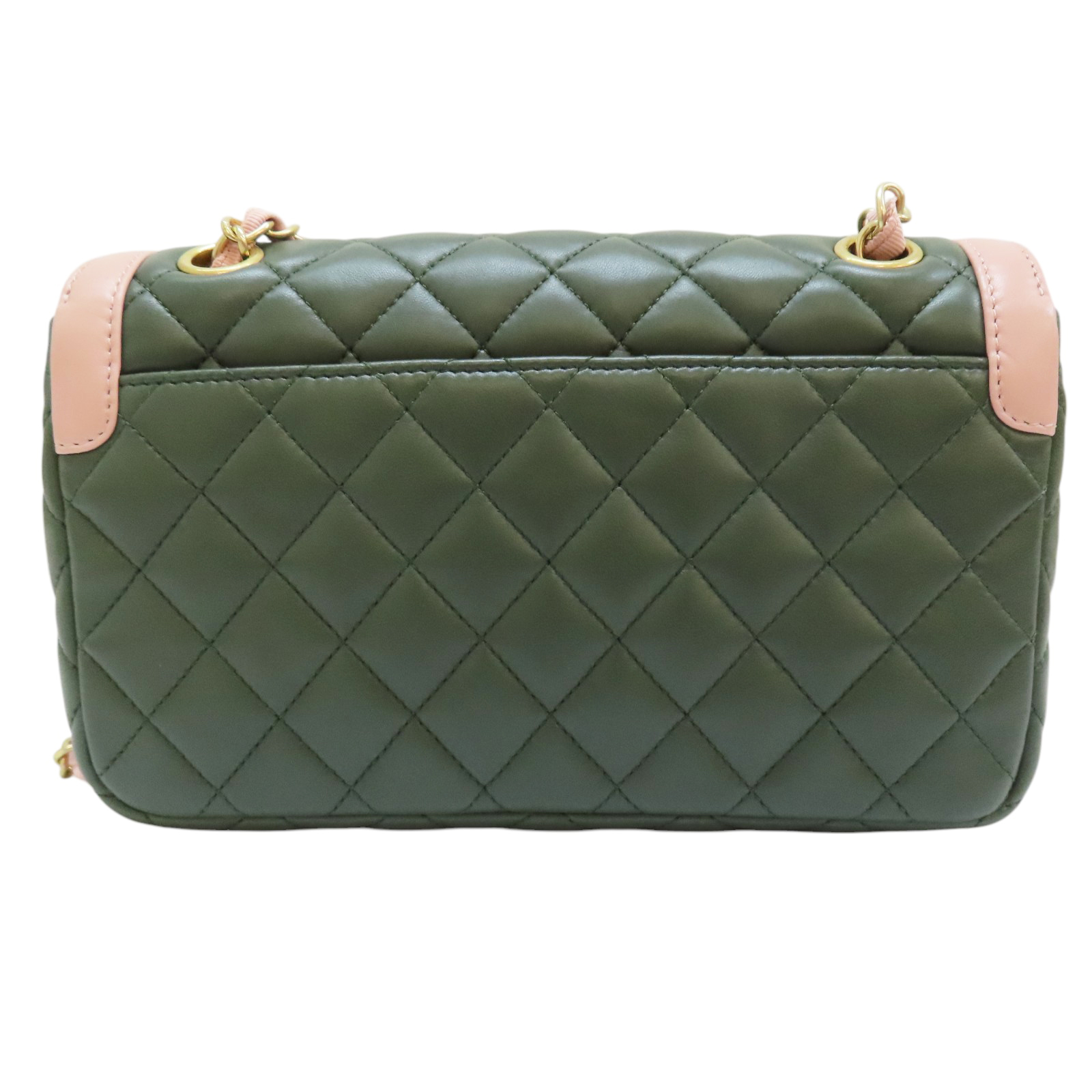 CHANEL Matelasse Coco Mark Shoulder Bag Green Pink Gold