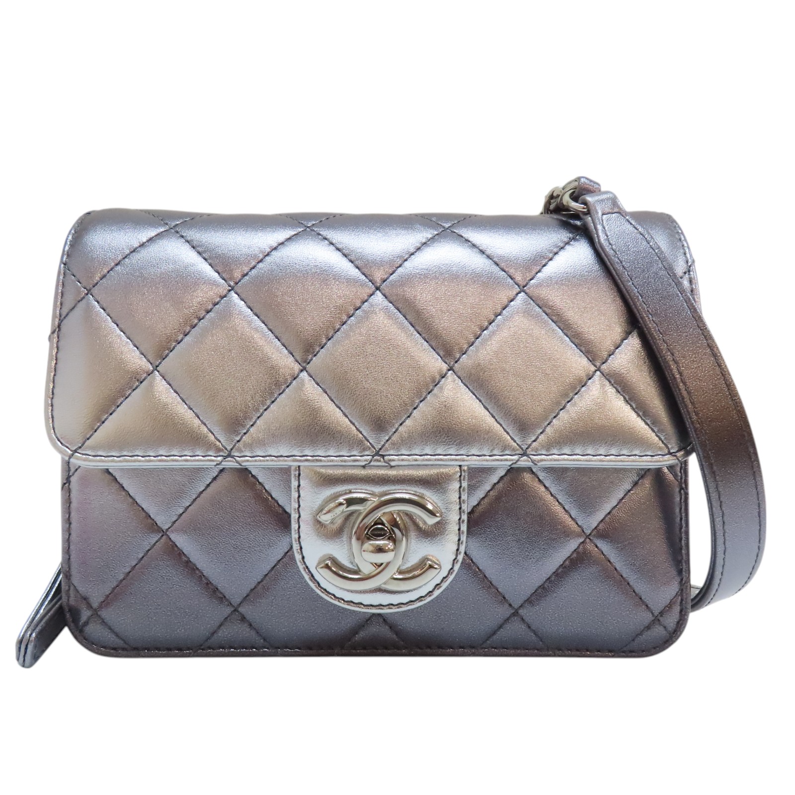 美品 CHANEL COCO MATELASSE SHOULDER BAG CHANEL Matelasse Coco Mark Shoulder Bag Green Pink Gold