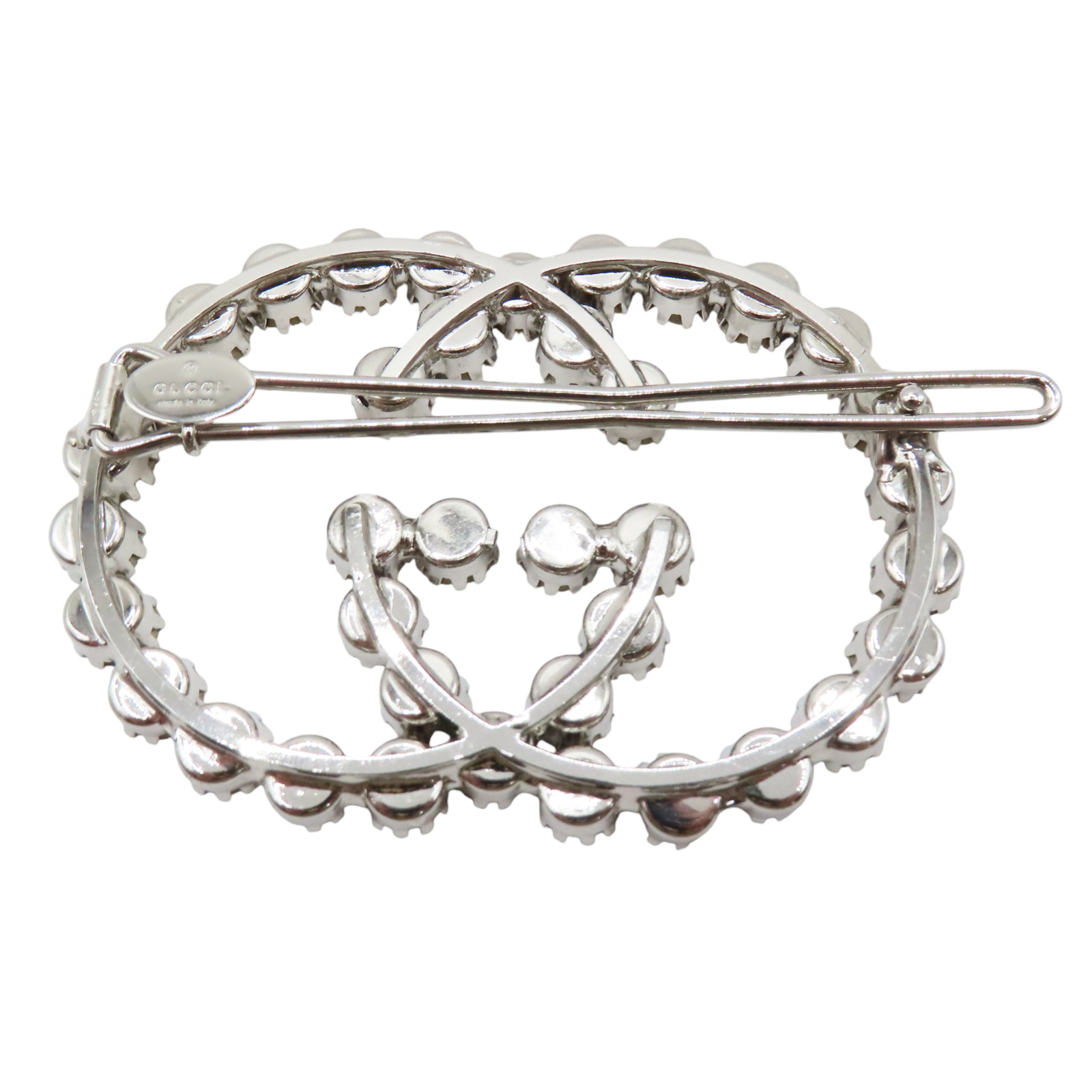 GUCCI Crystal Embellished GG Hairpin Silver Plated | eBay
