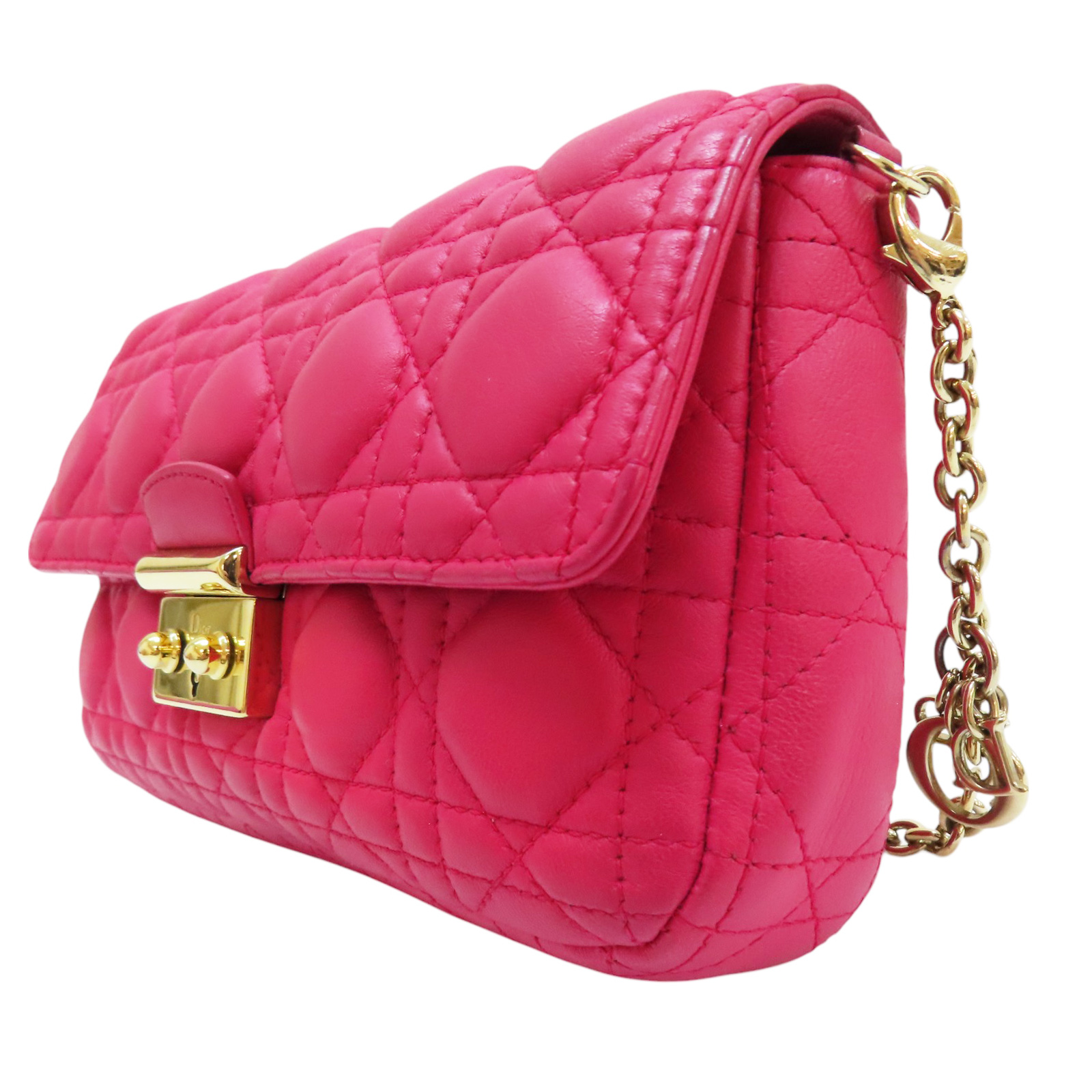 DIOR Cannage Chain Shoulder Bag Lambskin Pink | eBay