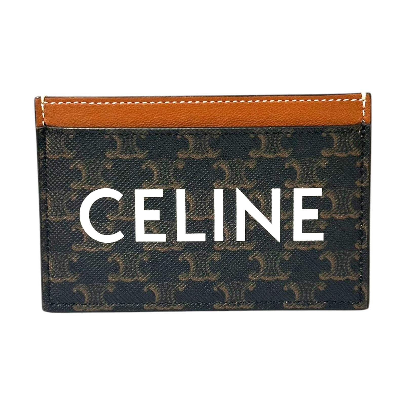CELINE Card Holder Triomphe Canvas Celine Print Tan Brown | eBay