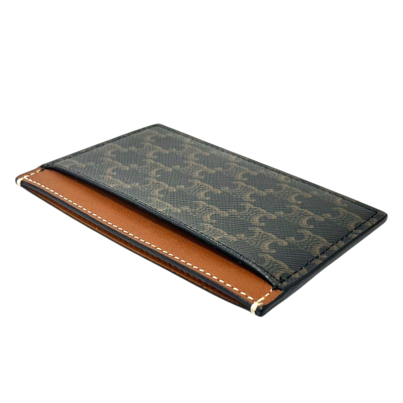 CELINE Card Holder Triomphe Canvas Celine Print Tan Brown | eBay