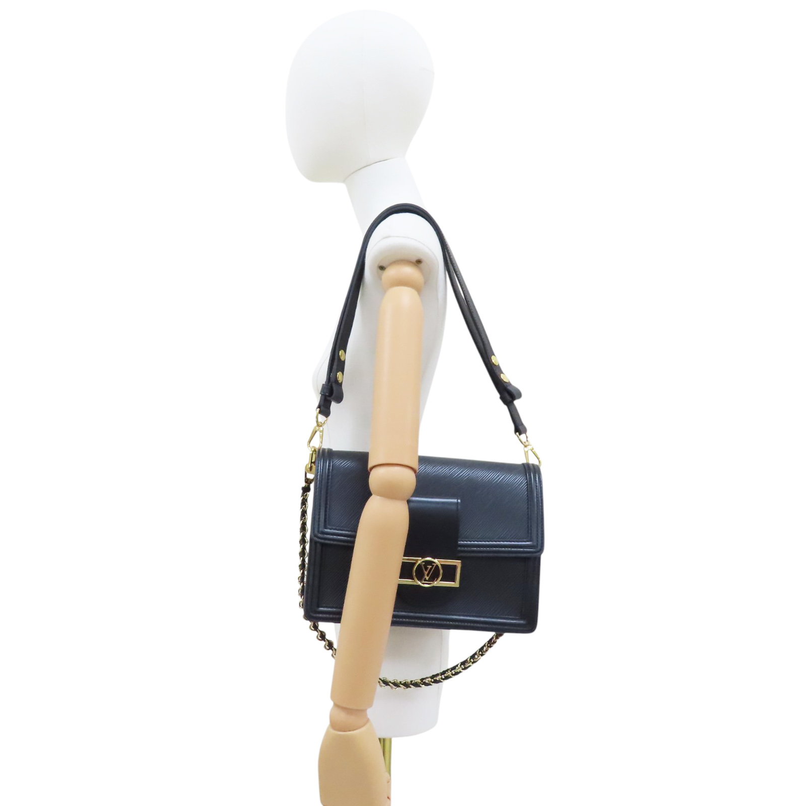 LOUIS VUITTON Dauphine MM Shoulder Bag Epi Leather Black