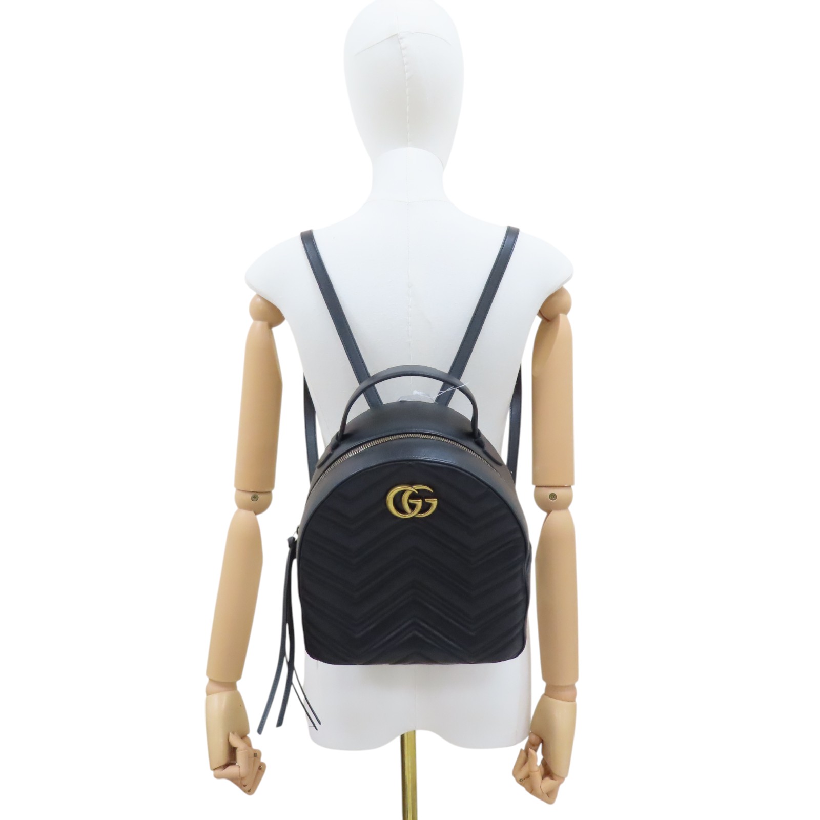 GUCCI GG Marmont Dome Backpack Black Matelasse Leather GUCCI GG Marmont Dome Backpack Black Matelasse Leather