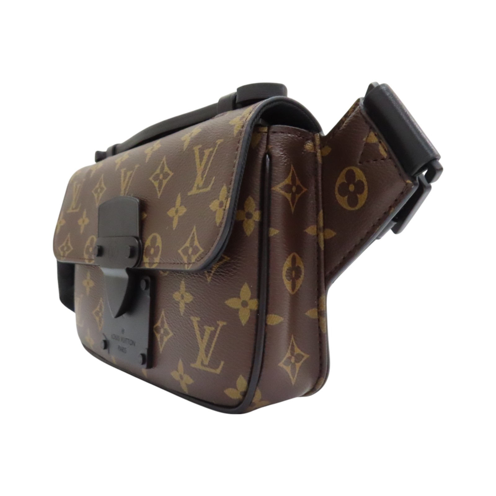 Louis Vuitton メッセンジャーバッグ ブラウン LOUIS VUITTON S Lock Messenger Shoulder Bag Monogram Macassar