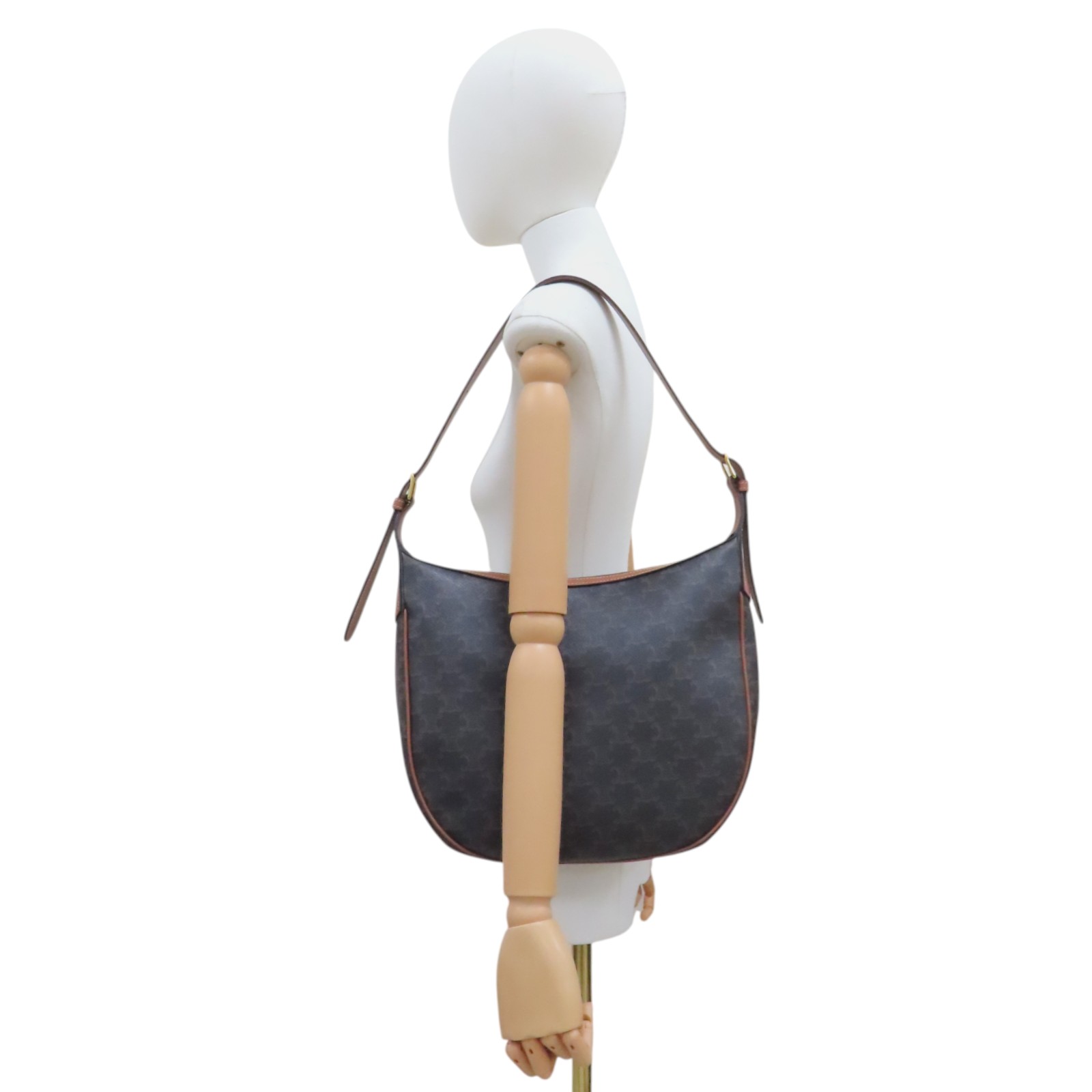 CELINE Heloise Shoulder Bag Triomphe Canvas Tan Brown | eBay
