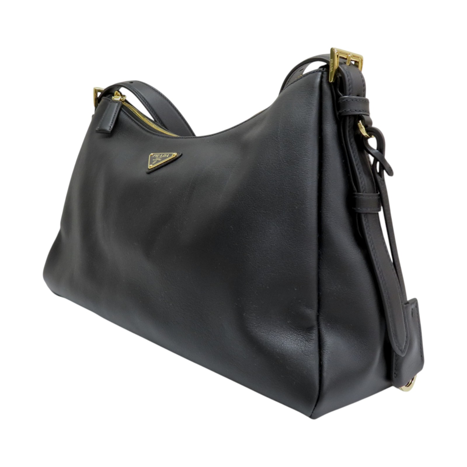 PRADA Aimee Large Shoulder Bag Leather Black | eBay