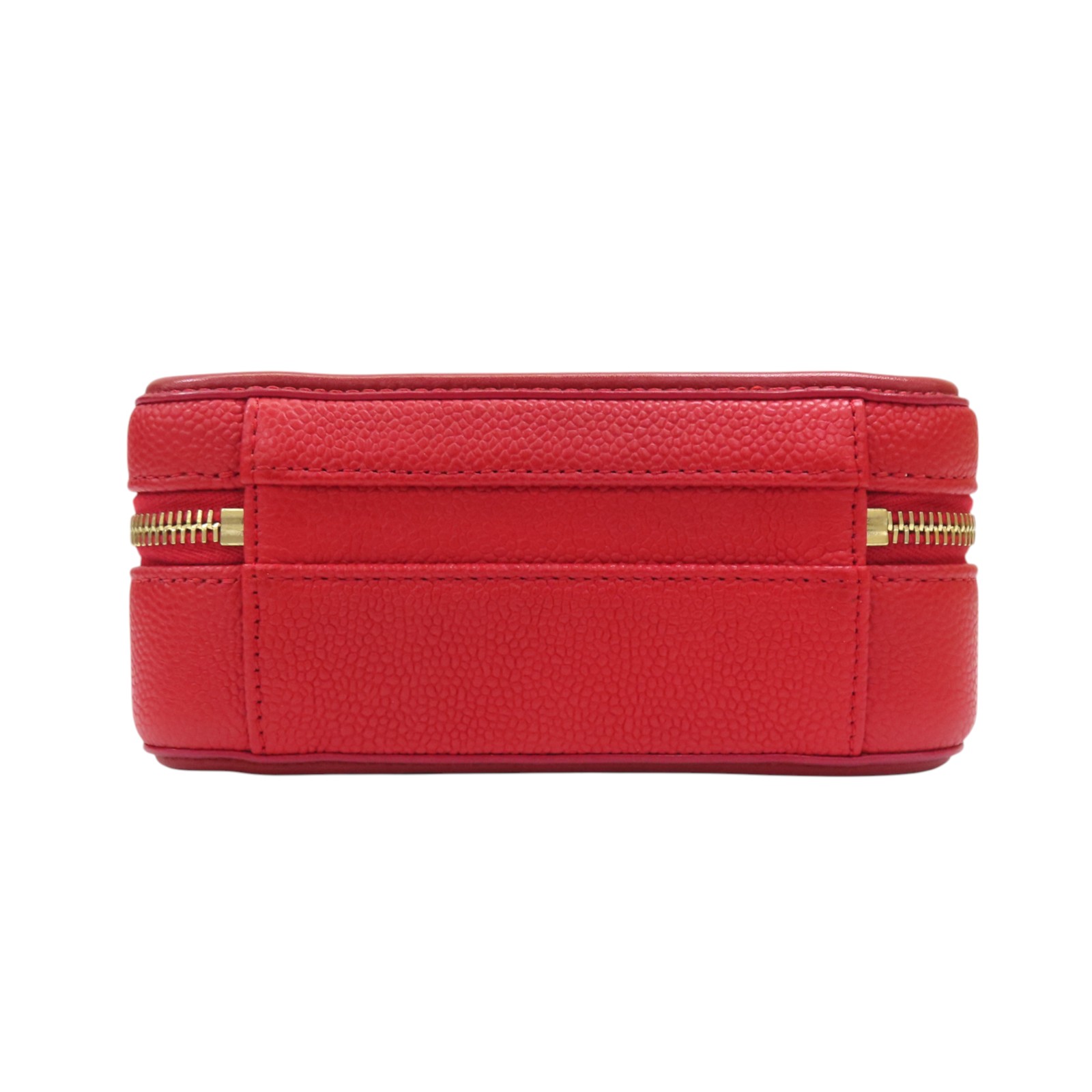 CHANEL Filigree Vanity Clutch Chain Shoulder Bag Red Quilted