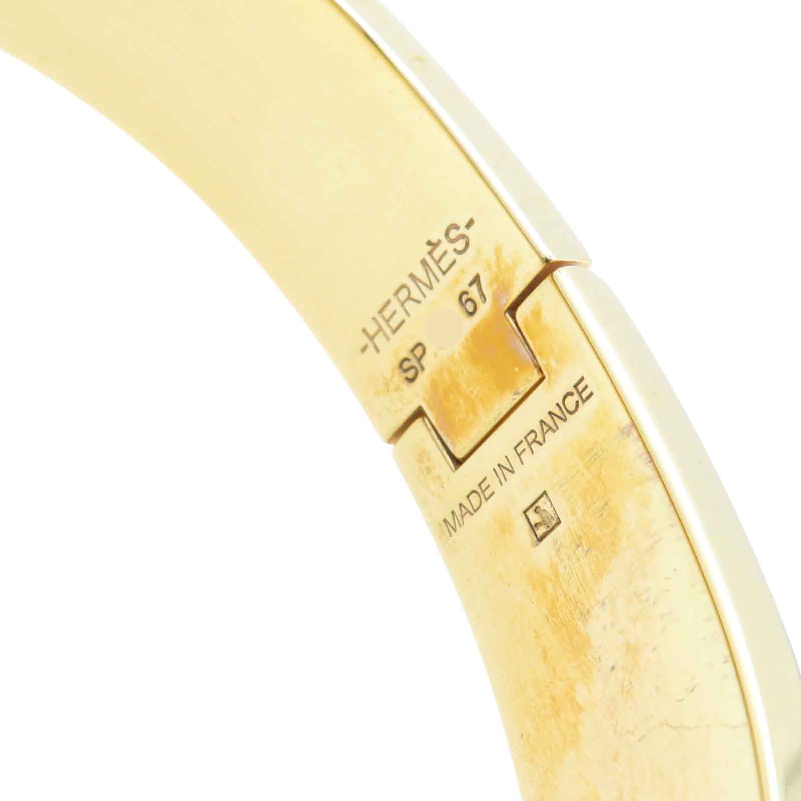 HERMES Clic H Bracelet White Enamel Gold Plated H700001F | eBay