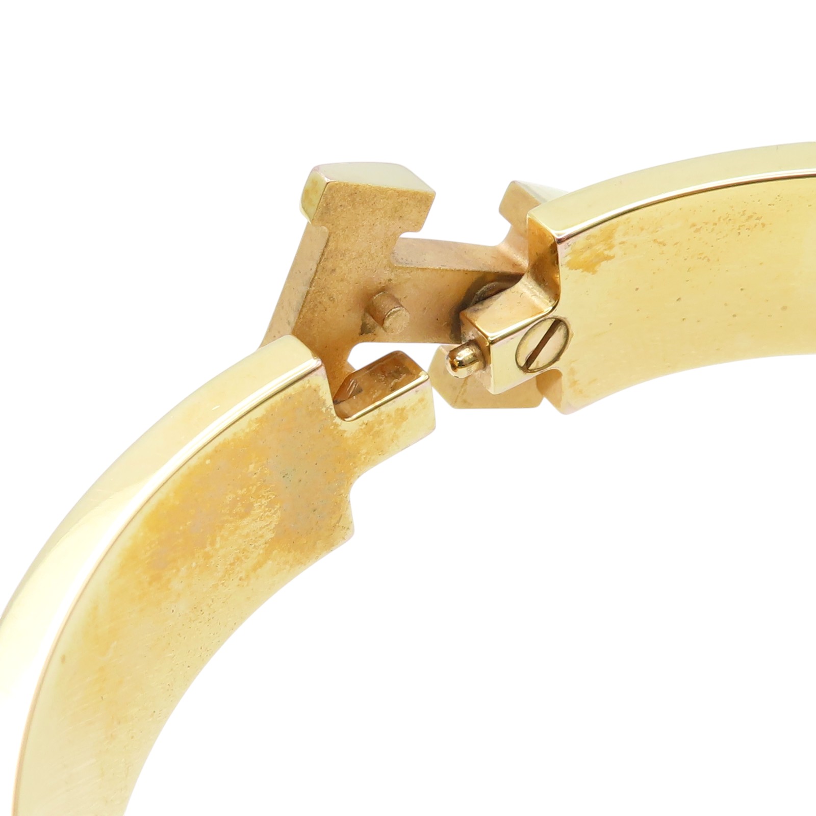 HERMES Clic H Bracelet White Enamel Gold Plated H700001F | eBay