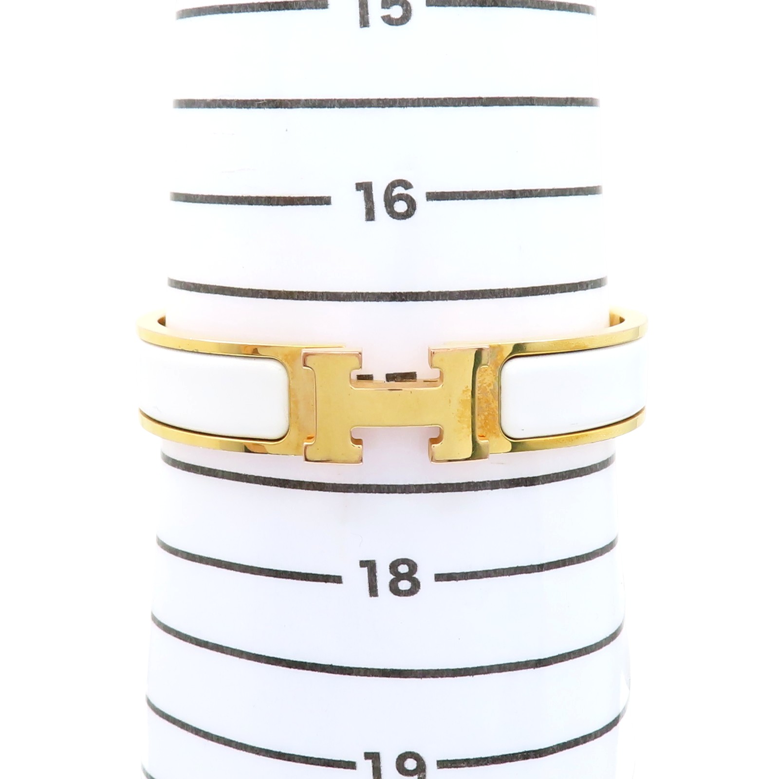 HERMES Clic H Bracelet White Enamel Gold Plated H700001F | eBay