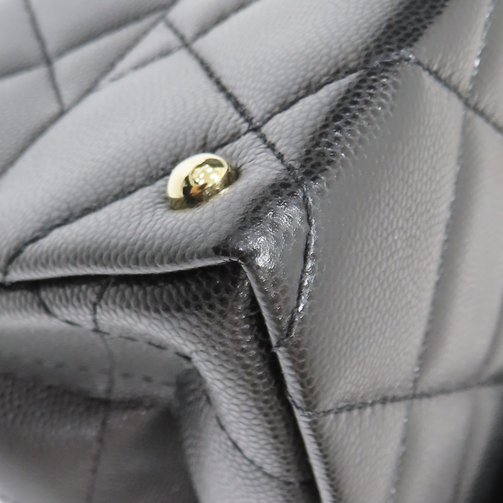 CHANEL Retro Twist Top Handle Flap Shoulder Bag Black Grained
