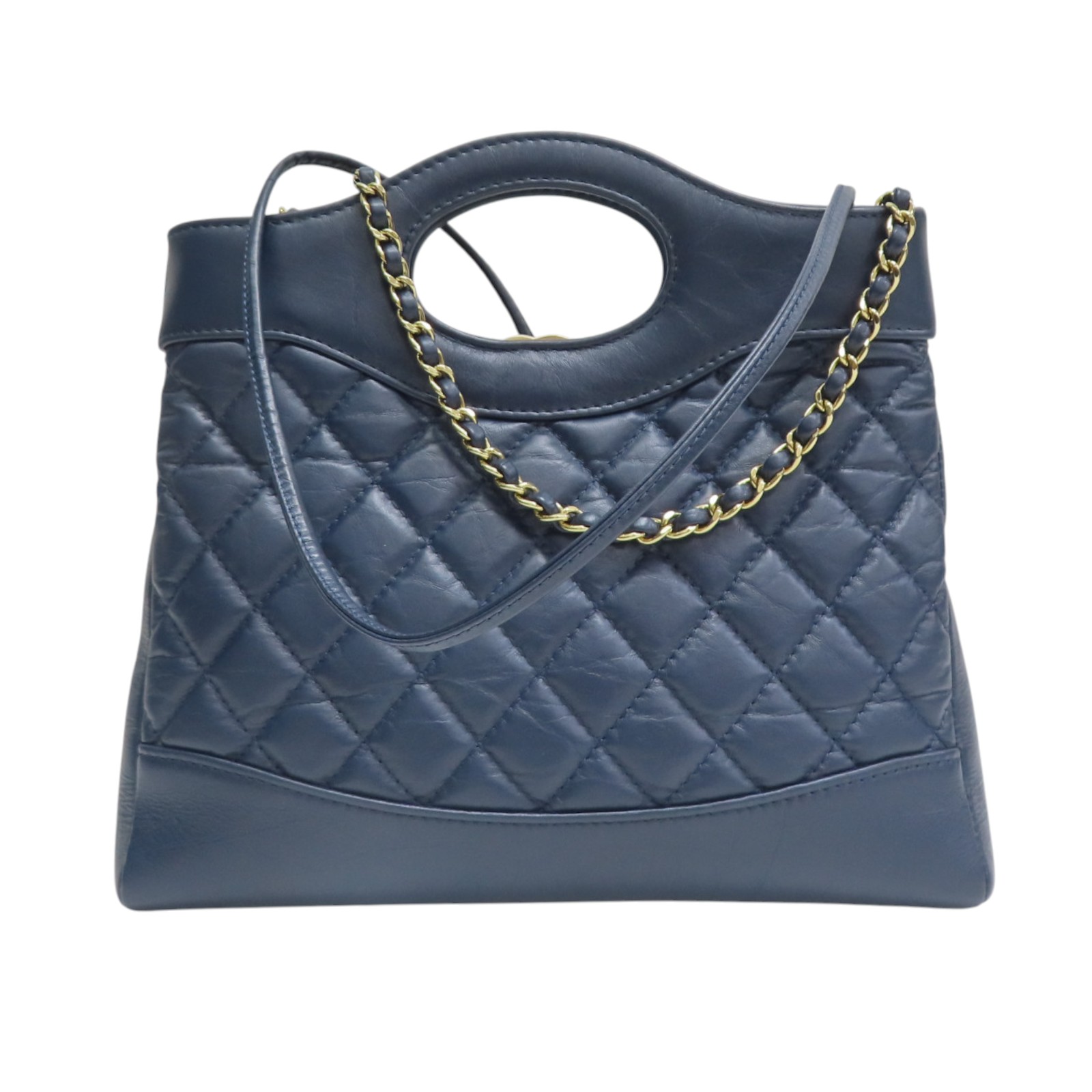 CHANEL ブルーキルティングバッグ CHANEL 31 Mini Shopping Bag Navy Blue Quilted Leather | eBay