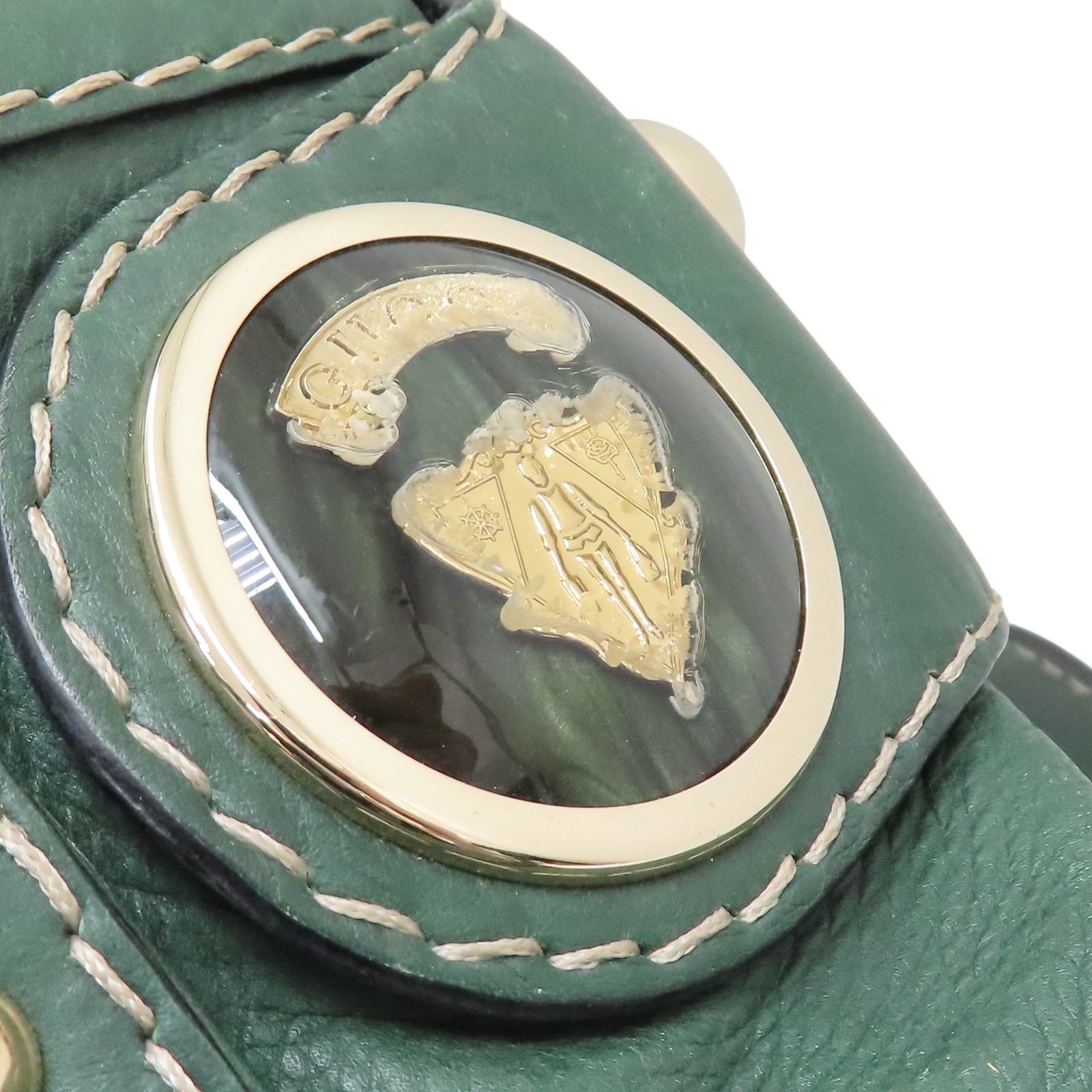 GUCCI Crest Boule Hobo Shoulder Bag Calfskin Green | eBay