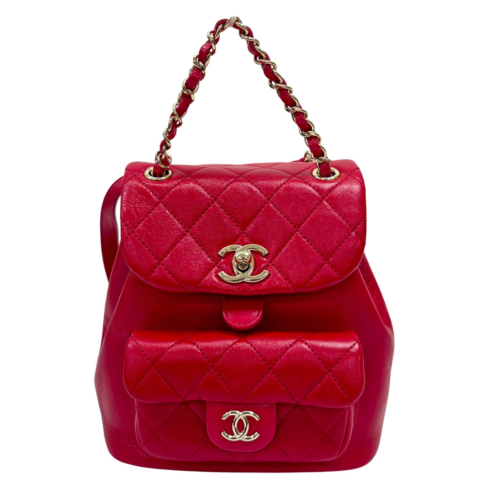 CHANEL Quilted Red Leather Backpack with Signature Turn-Lock CHANEL Matelasse Duma Backpack Calfskin Red AS2908 | eBay main image 3