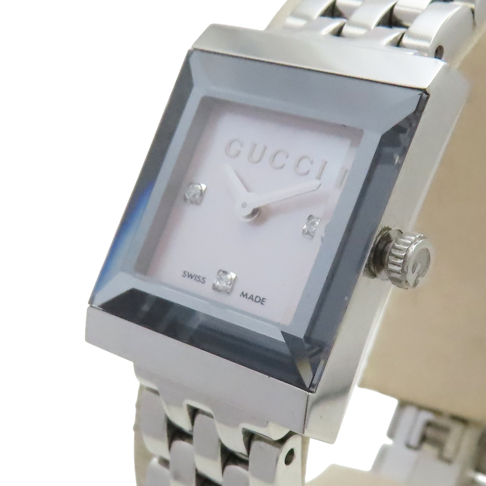 GUCCI G-Frame Watch 128.4 Quartz Mother of Pearl Diamond